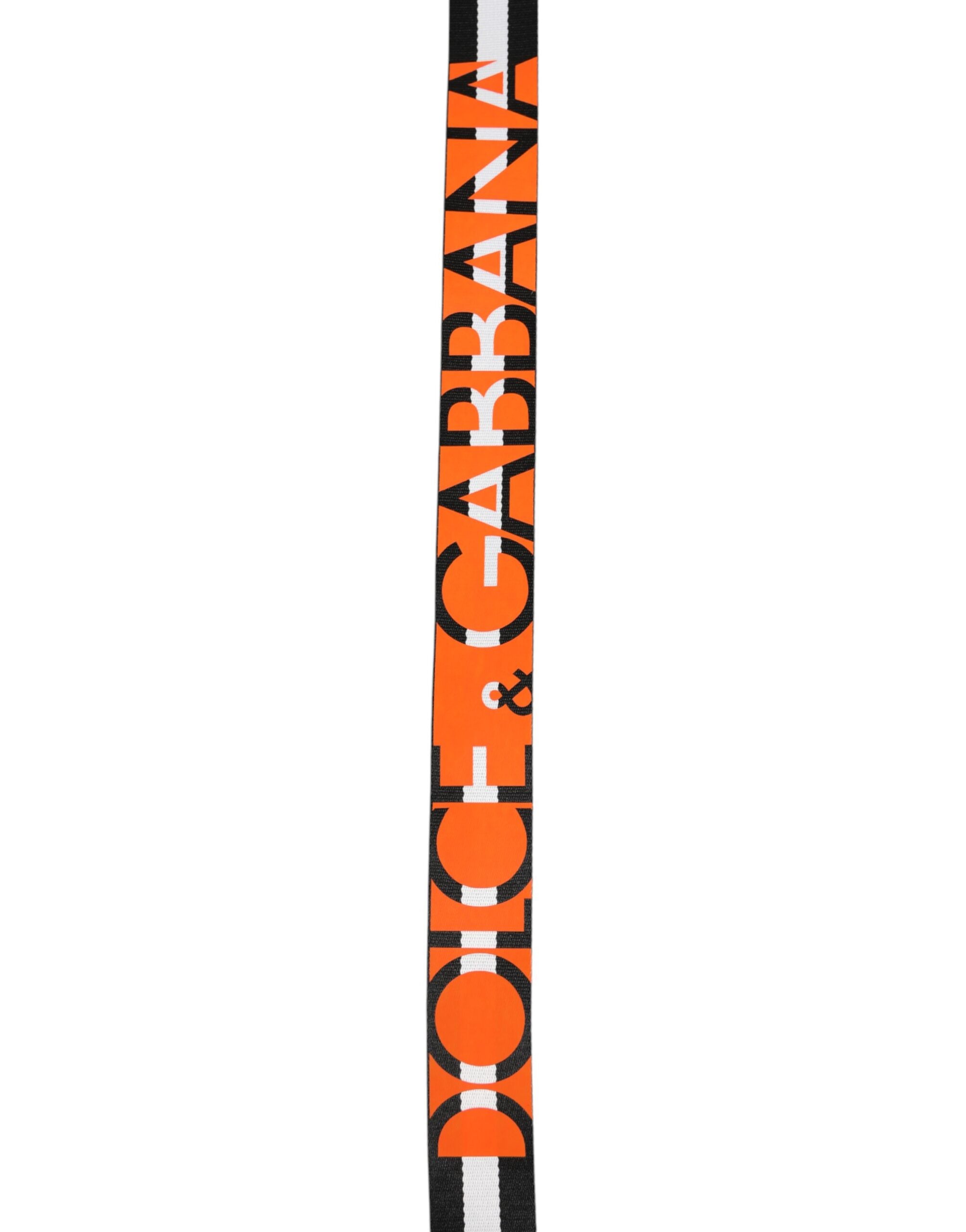 Dolce & Gabbana Schwarz-weiß gestreifter Logo-Metallschnallen-Gürtel