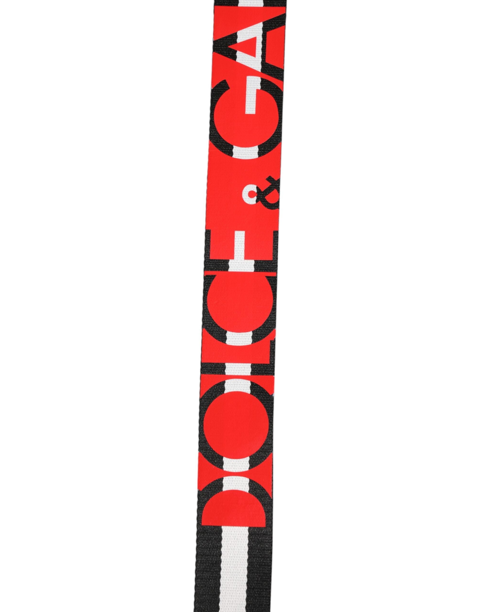 Dolce & Gabbana Schwarz-weiß gestreifter Logo-Metallschnallen-Gürtel