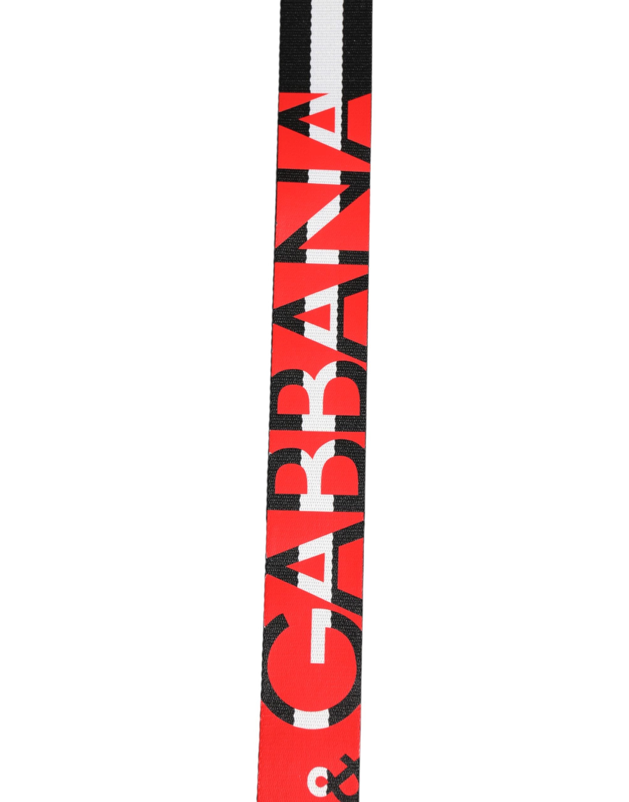 Dolce & Gabbana Schwarz-weiß gestreifter Logo-Metallschnallen-Gürtel