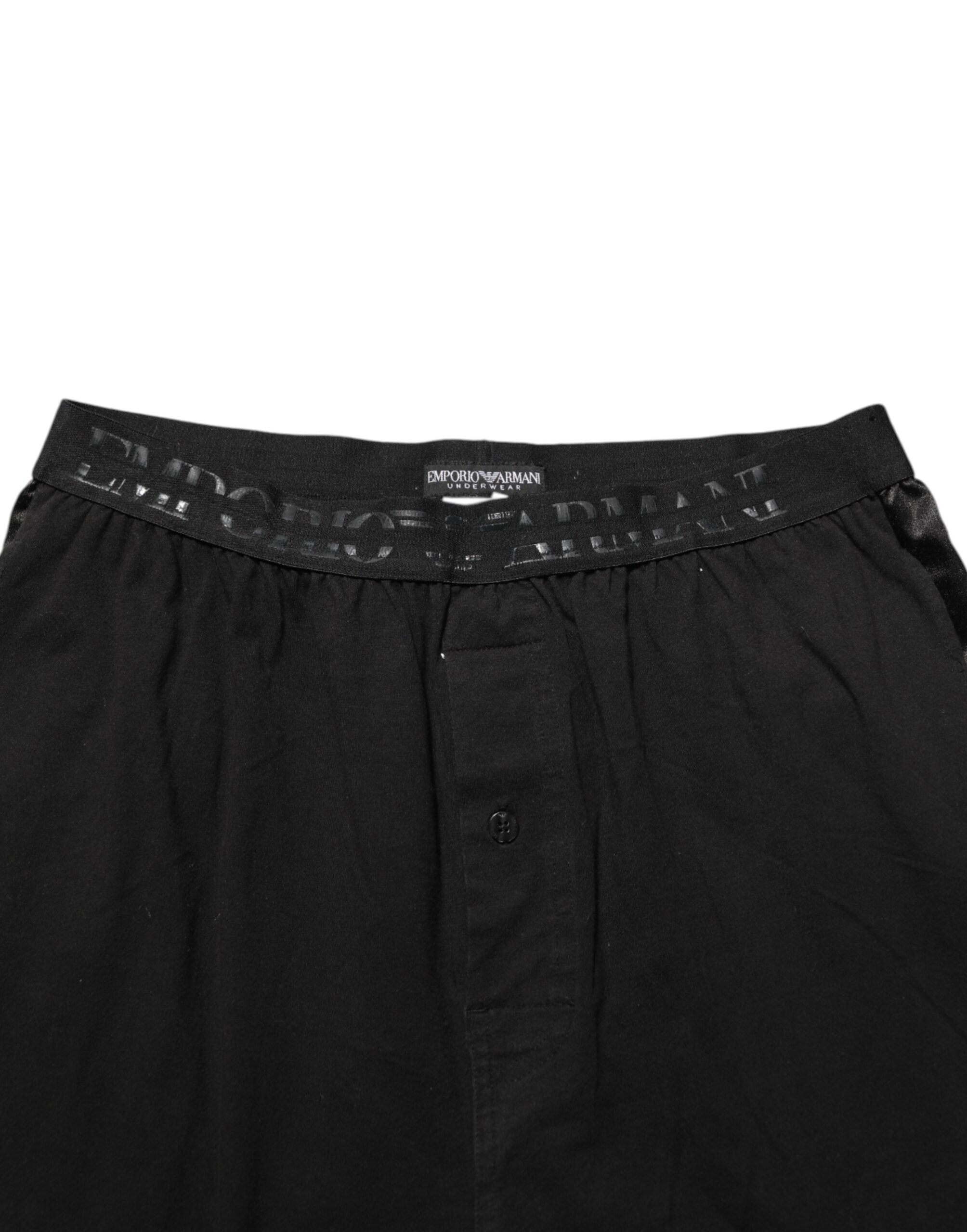 Emporio Armani Schwarze Hose mit Logo-Bund aus Baumwollmischung