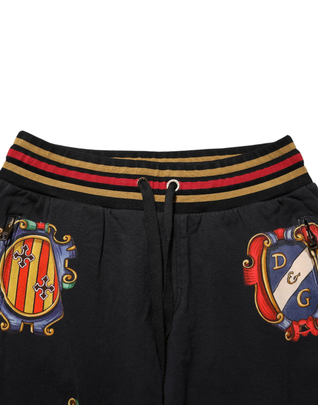 Dolce & Gabbana Schwarz Barock Wappen Logo Männer Trackpants Hosen