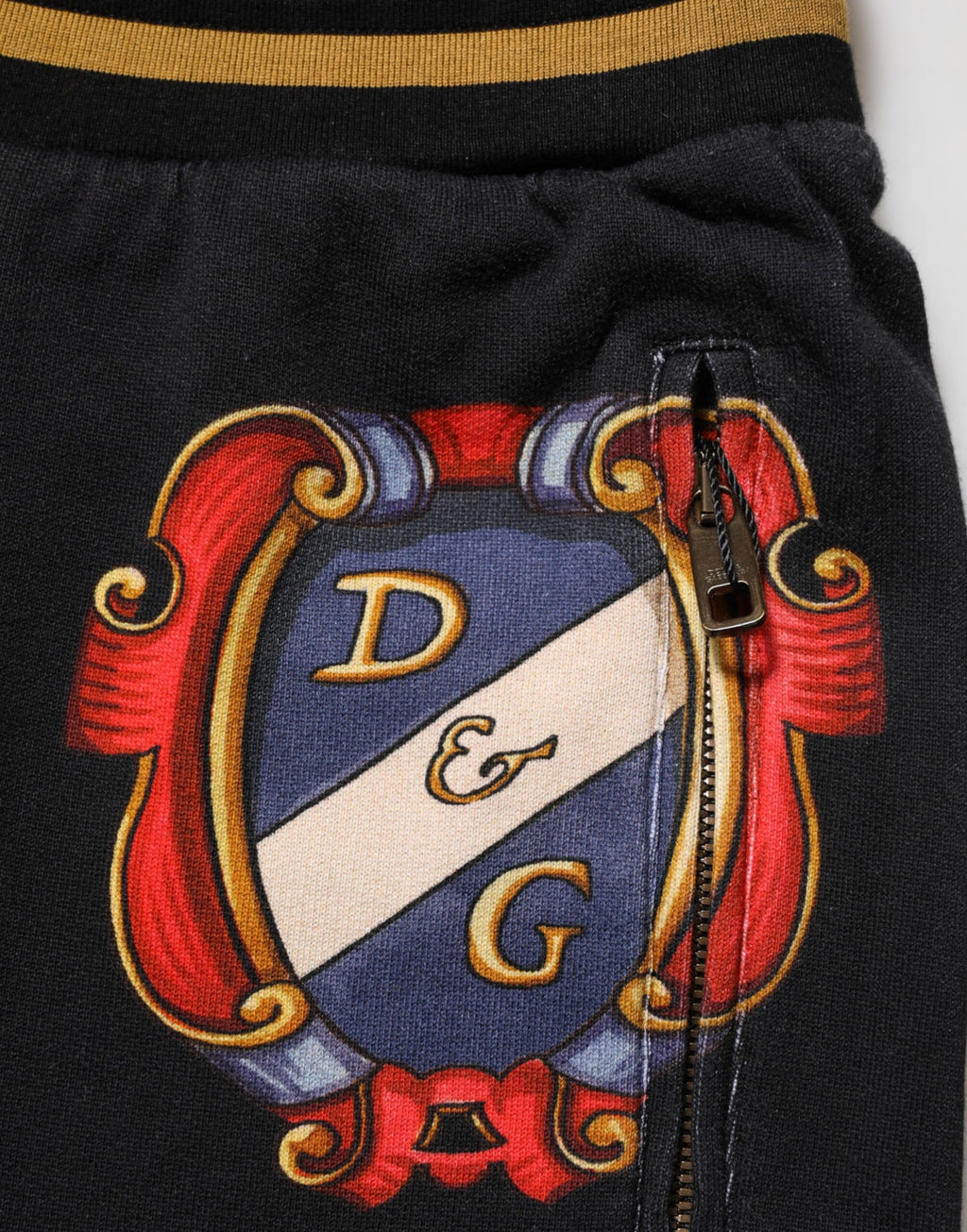 Dolce & Gabbana Schwarz Barock Wappen Logo Männer Trackpants Hosen