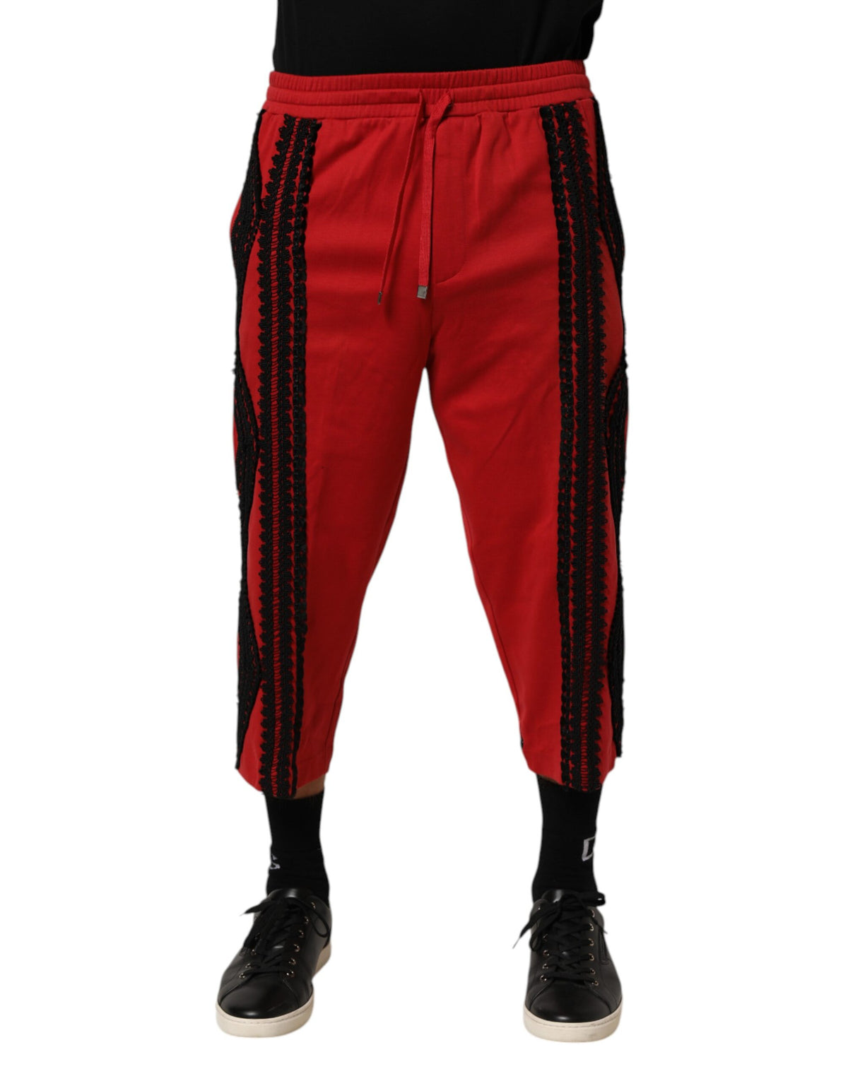 Dolce & Gabbana Rode Geborduurde Casual Cropped Broek