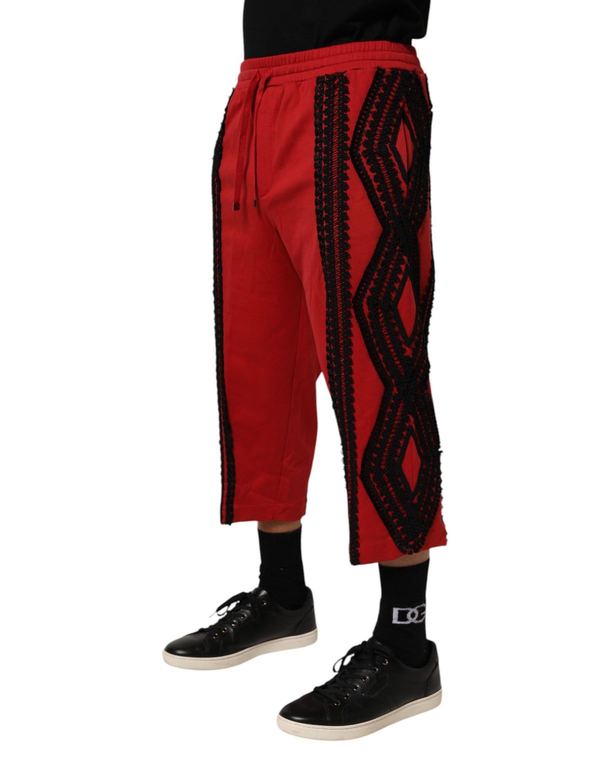 Dolce & Gabbana Rode Geborduurde Casual Cropped Broek