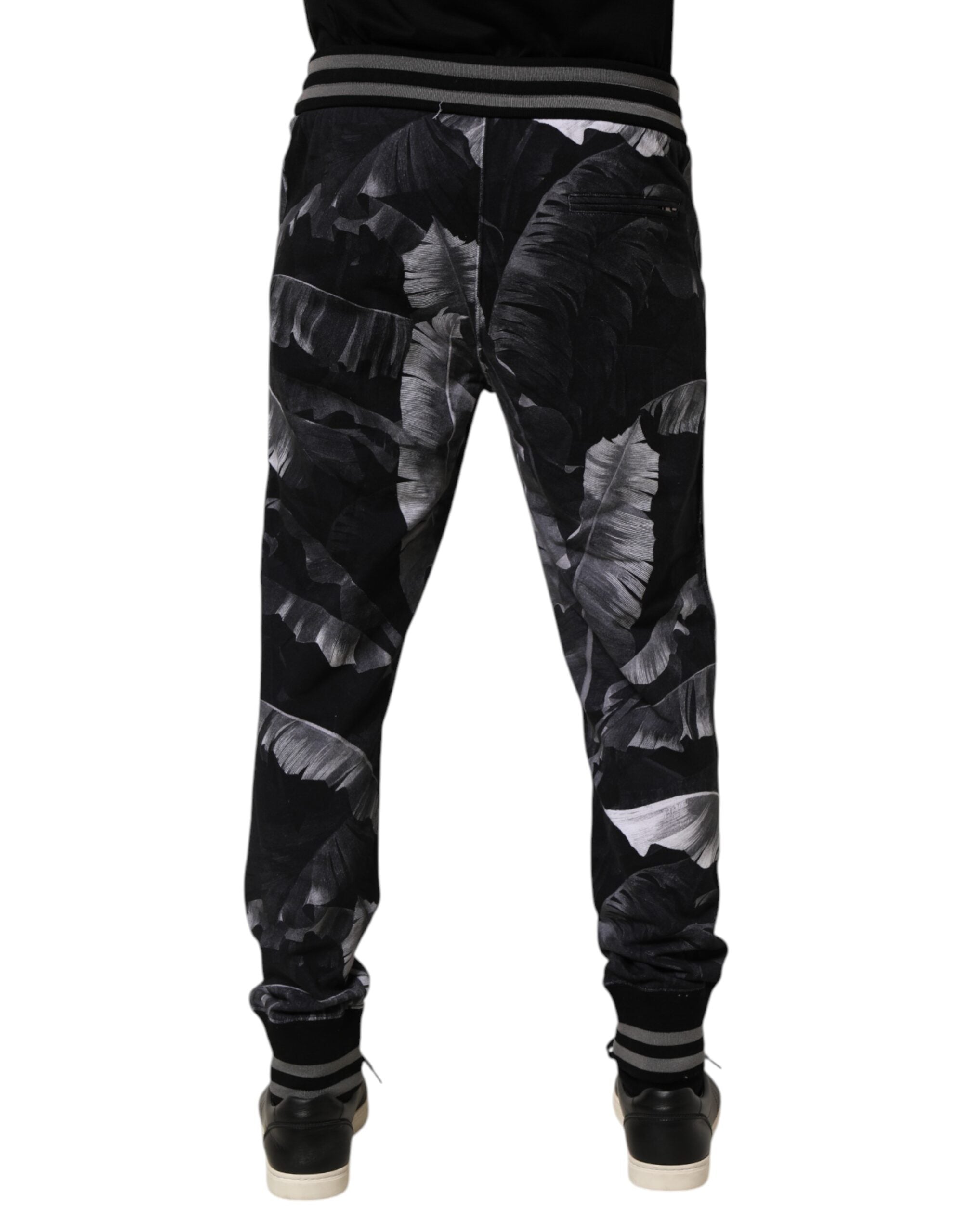 Dolce & Gabbana Schwarze Banana Leaf Baumwoll-Jogginghose