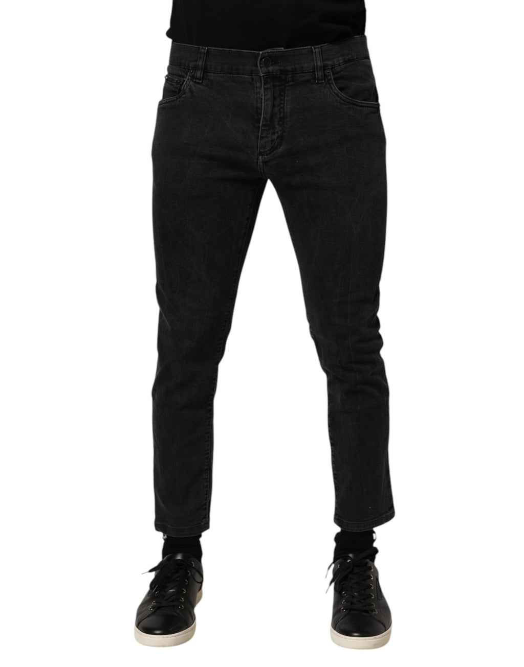 Dolce & Gabbana Dunkelgraue Stretch-Denim-Hosenjeans aus Baumwolle