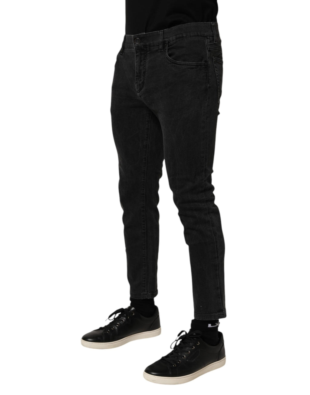 Dolce & Gabbana Dunkelgraue Stretch-Denim-Hosenjeans aus Baumwolle