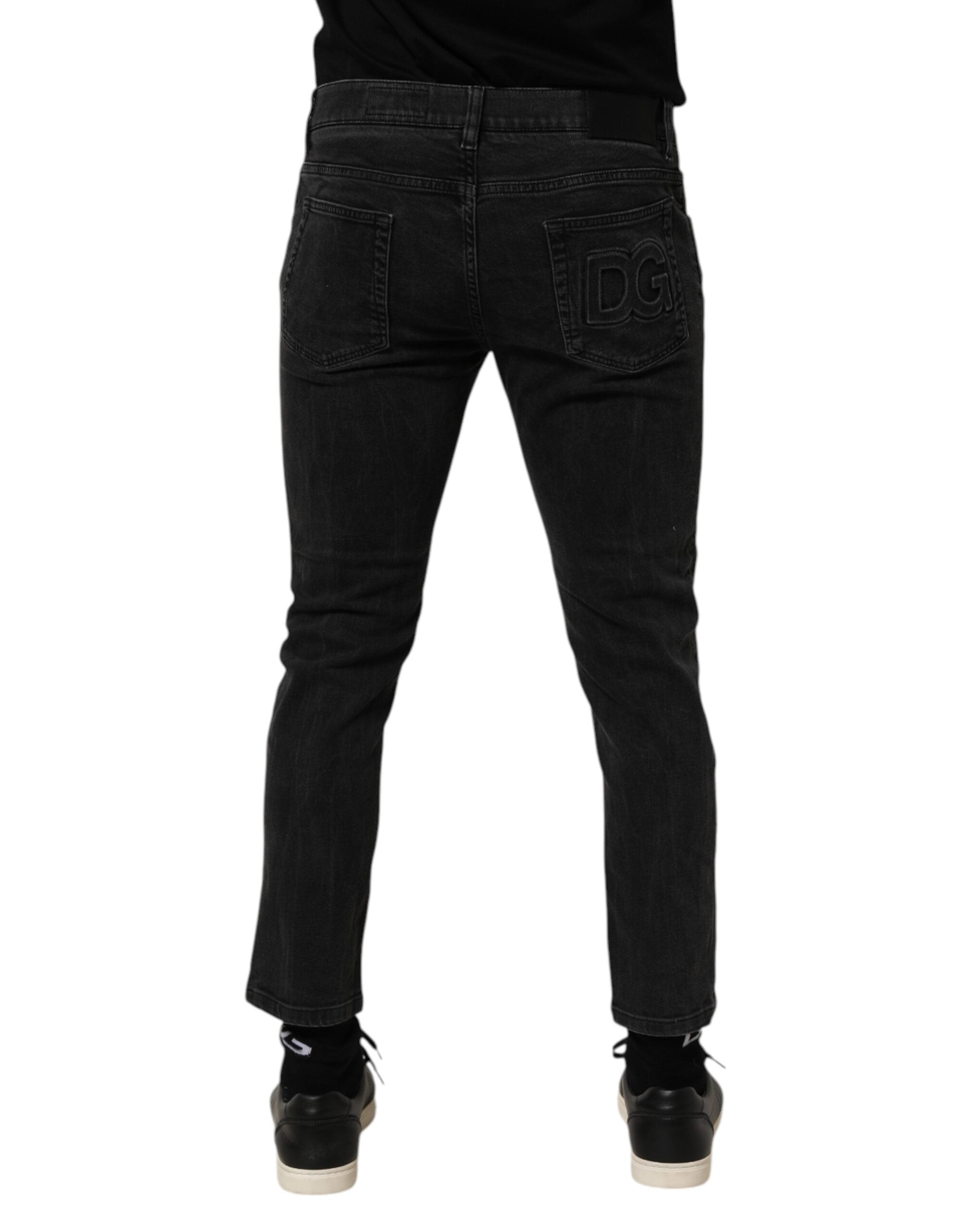 Dolce & Gabbana Dunkelgraue Stretch-Denim-Hosenjeans aus Baumwolle