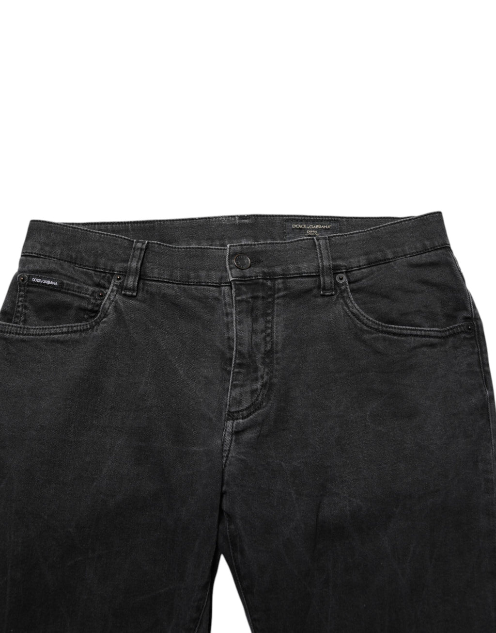 Dolce & Gabbana Dunkelgraue Stretch-Denim-Hosenjeans aus Baumwolle