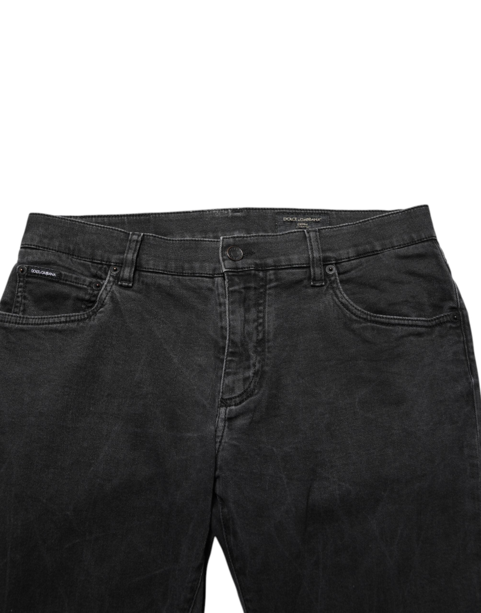 Dolce & Gabbana Dunkelgraue Stretch-Denim-Hosenjeans aus Baumwolle