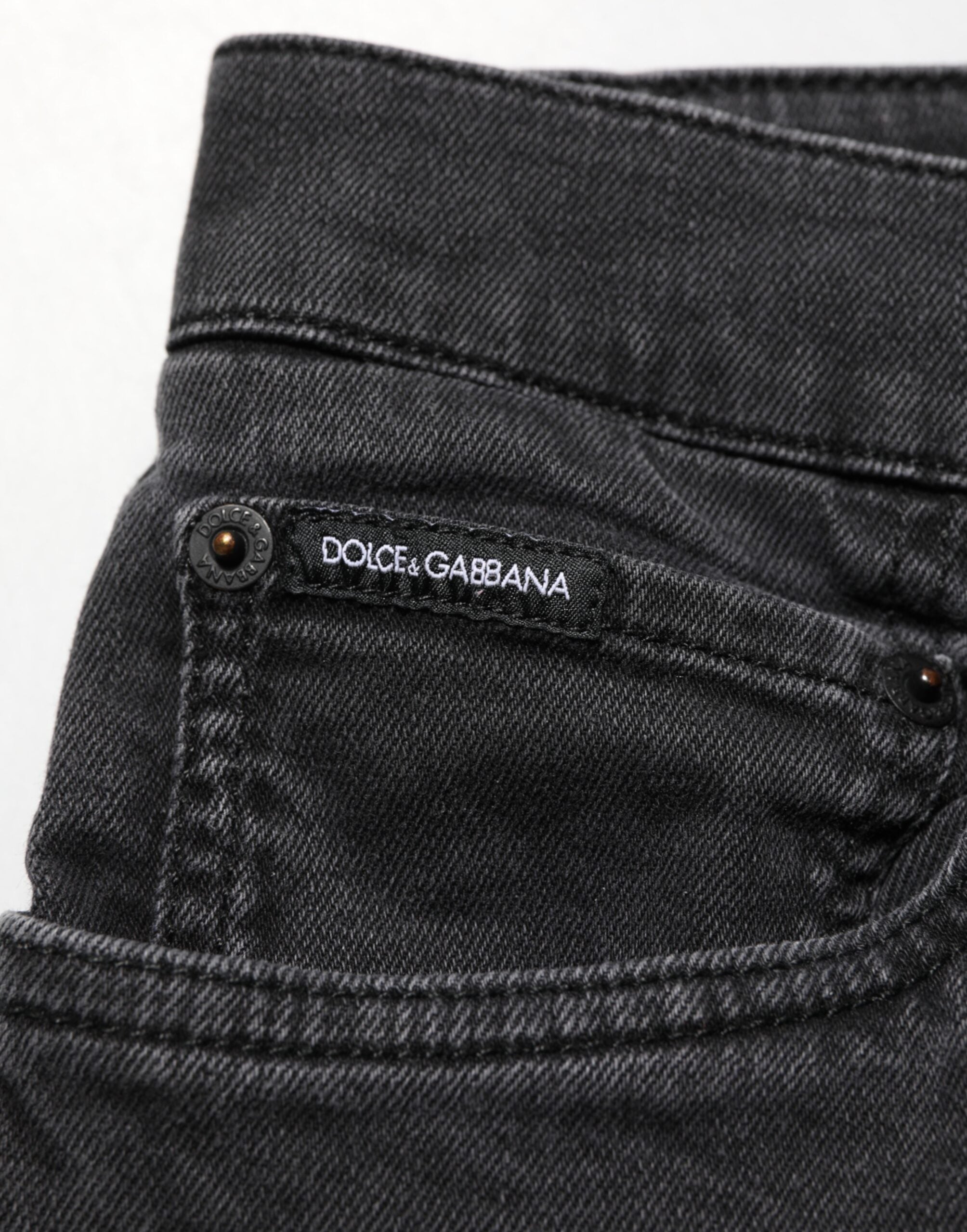 Dolce & Gabbana Dunkelgraue Stretch-Denim-Hosenjeans aus Baumwolle