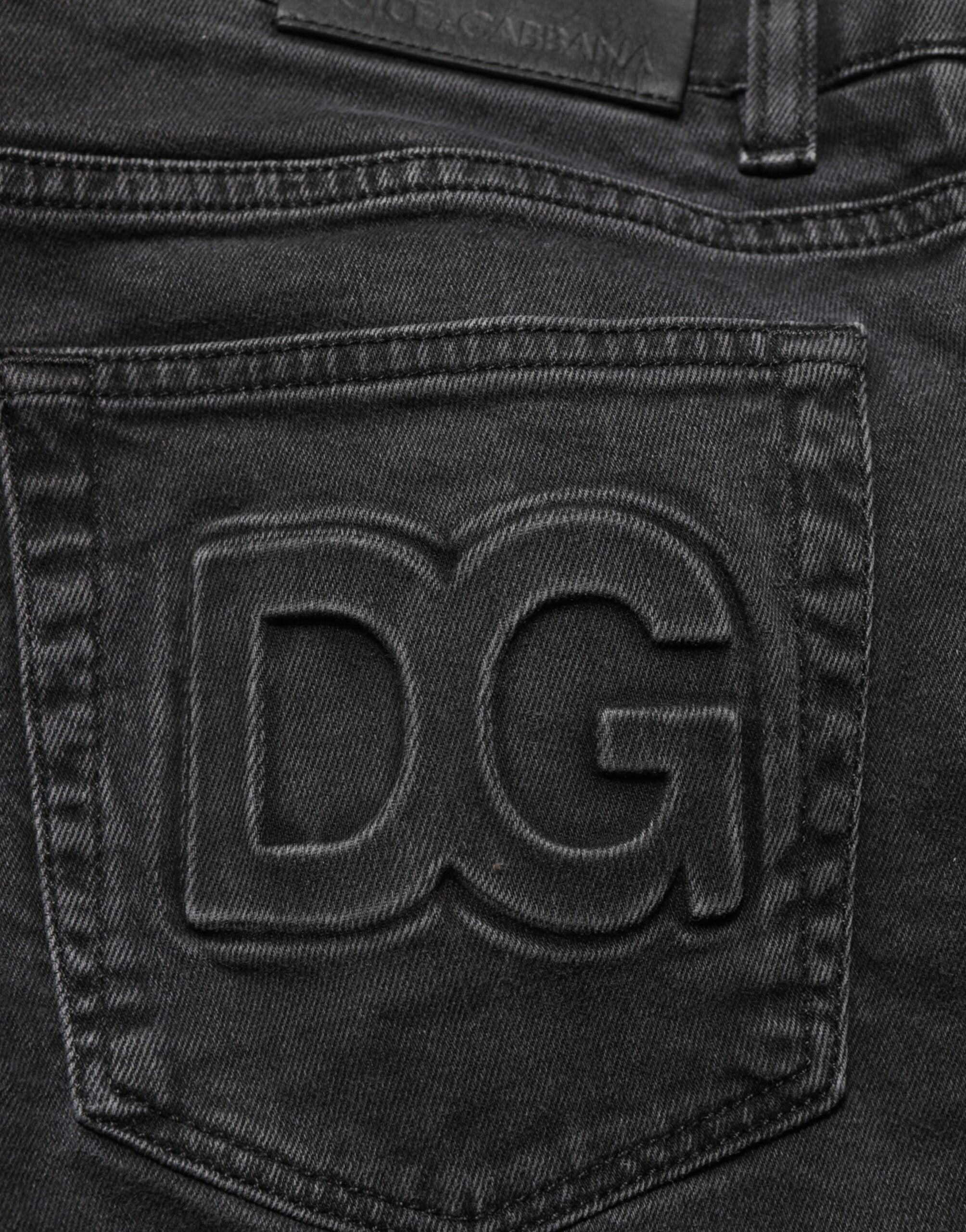 Dolce & Gabbana Dunkelgraue Stretch-Denim-Hosenjeans aus Baumwolle
