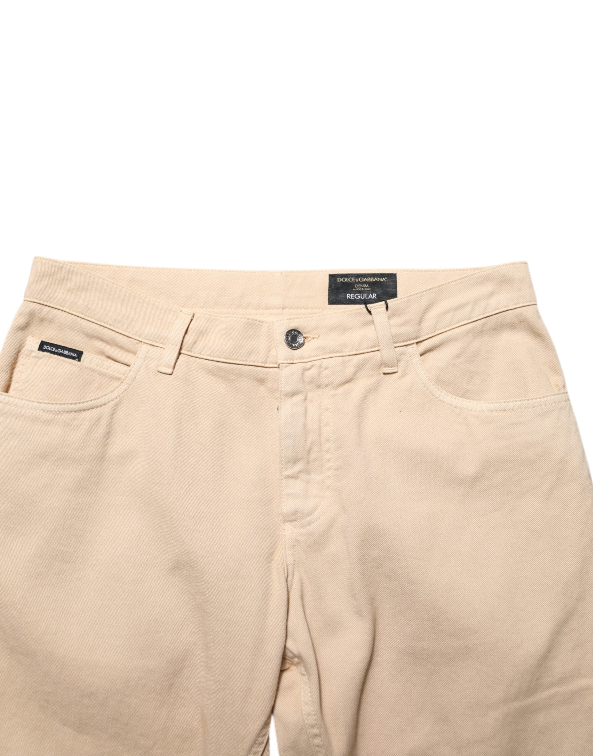 Dolce & Gabbana Beige Baumwolle Skinny Regular Herren Denim Jeans
