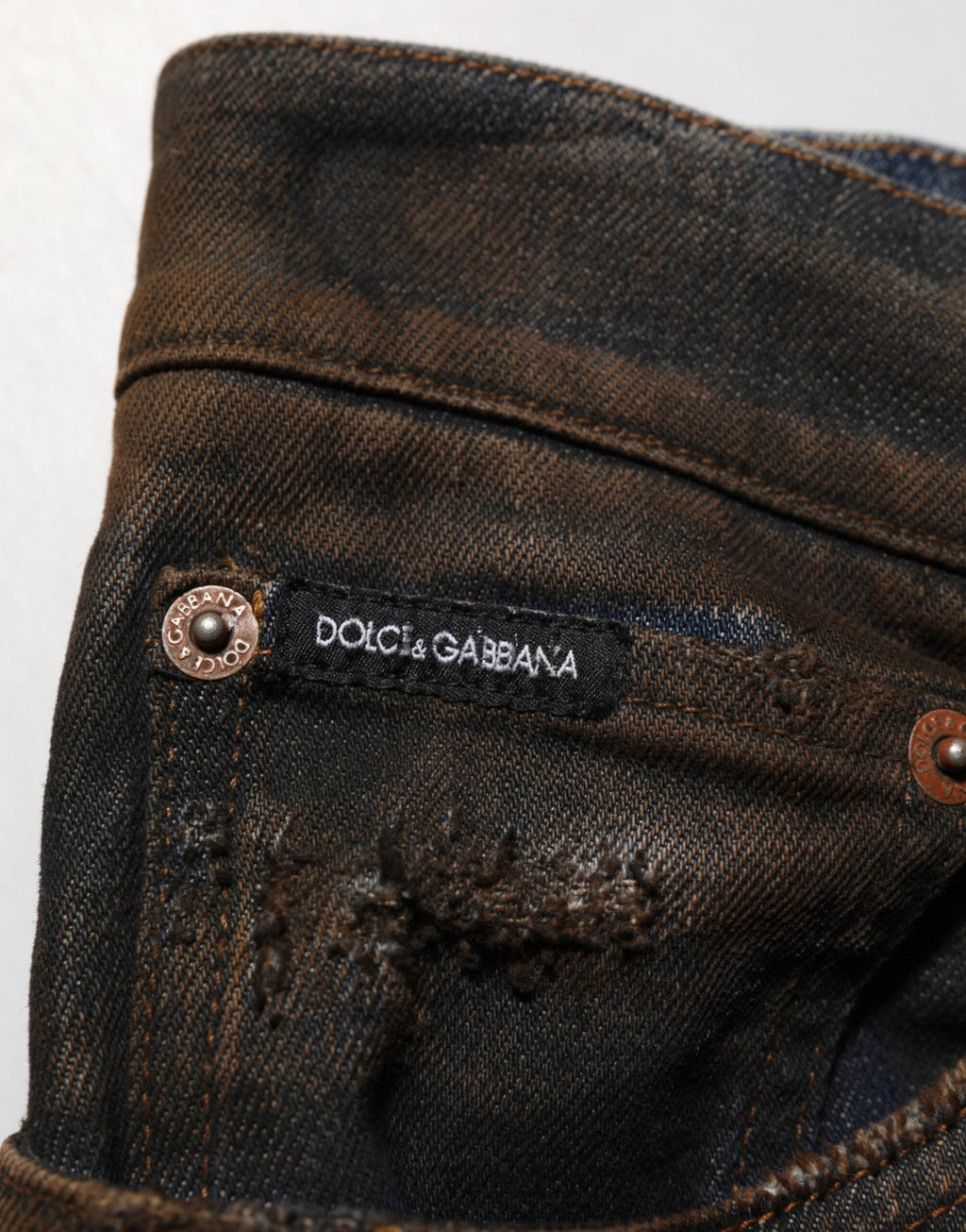 Dolce & Gabbana Schwarze Baumwolle Skinny Tattered Men Denim Jeans