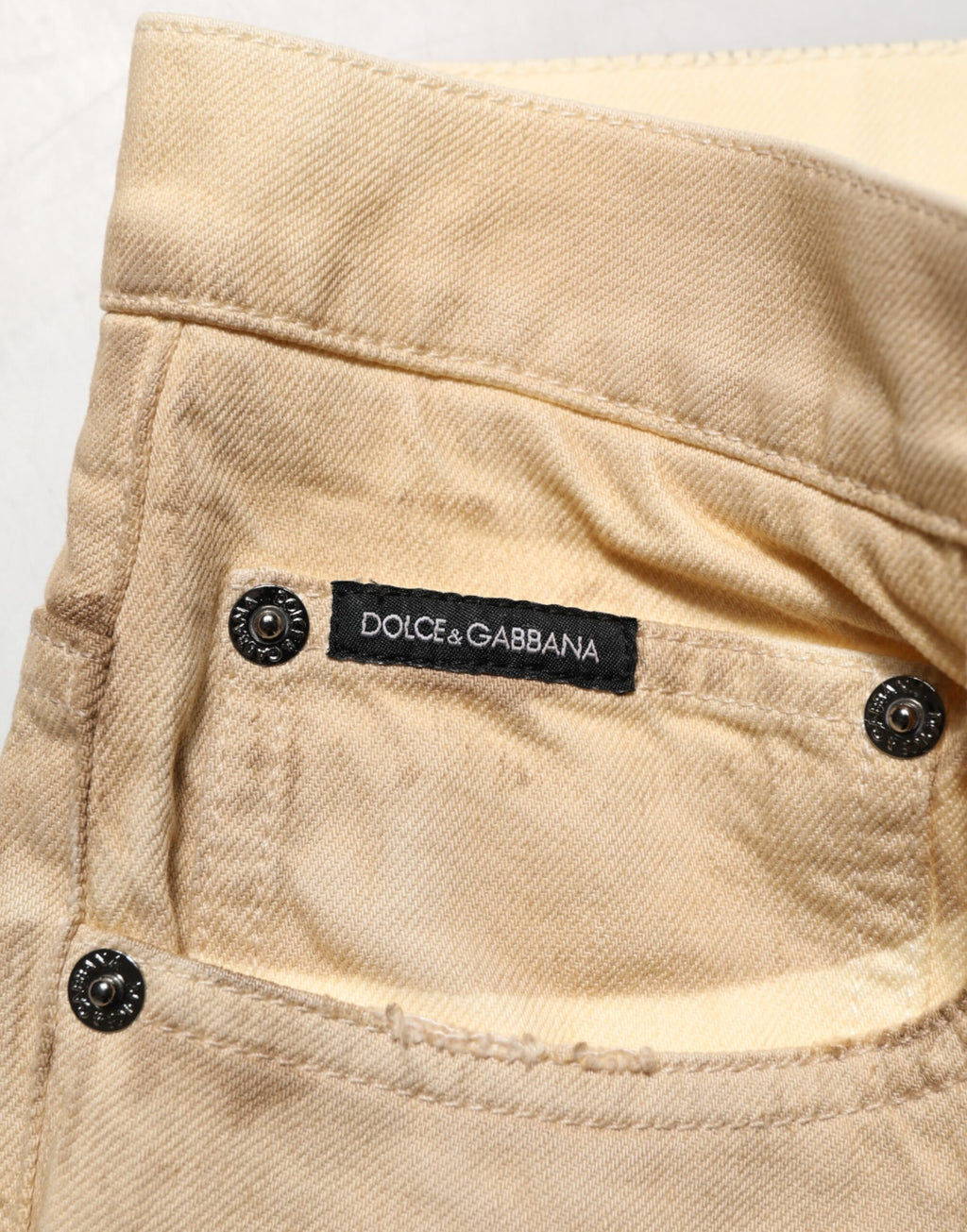 Dolce & Gabbana Beige Baumwolle Lose zerfleddert Männer Denim Jeans