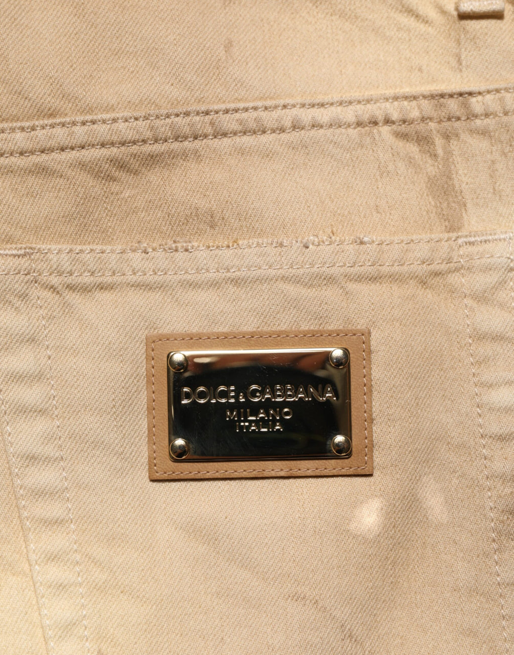 Dolce & Gabbana Beige Baumwolle Lose zerfleddert Männer Denim Jeans