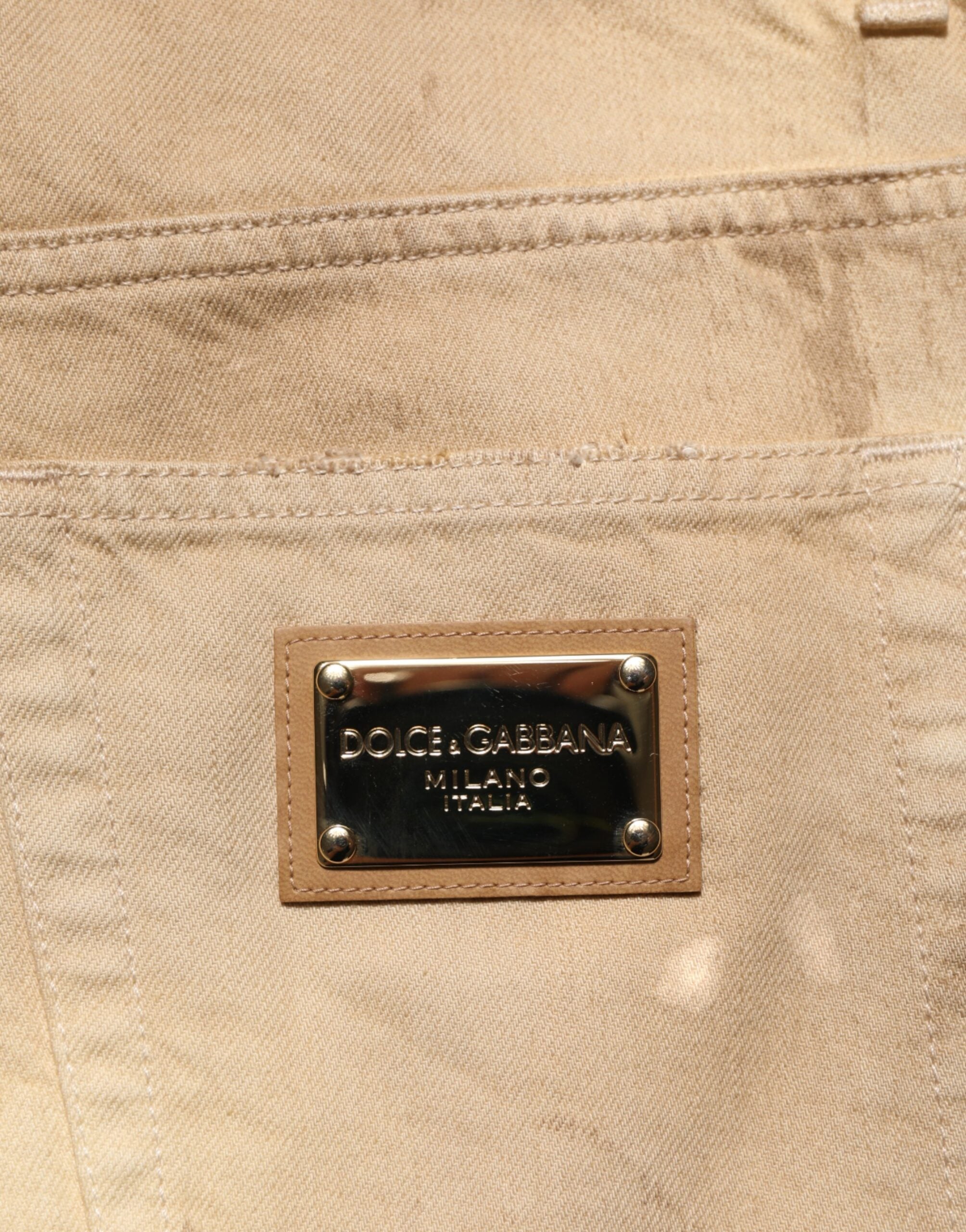 Dolce & Gabbana Beige Baumwolle Lose zerfleddert Männer Denim Jeans