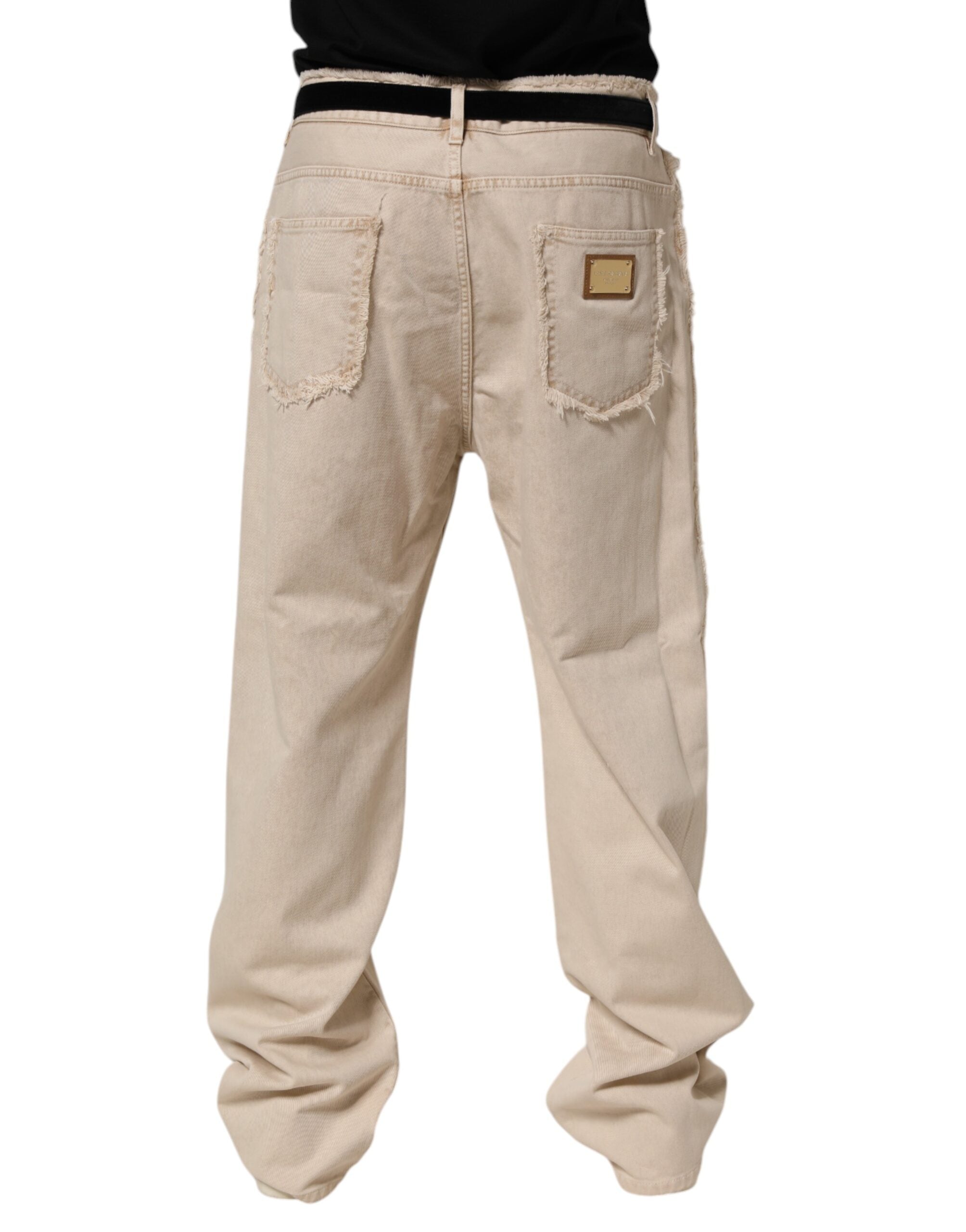 Dolce & Gabbana Beige Baumwolle Straight Denim Hosenjeans