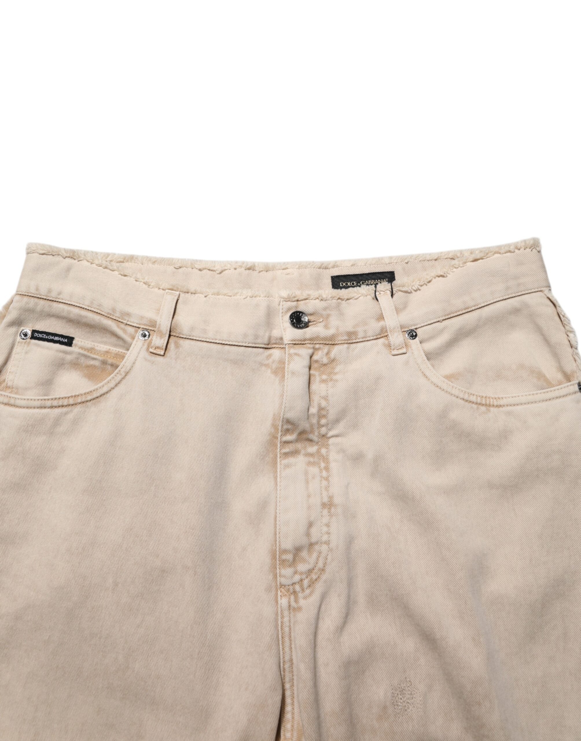 Dolce & Gabbana Beige Baumwolle Straight Denim Hosenjeans