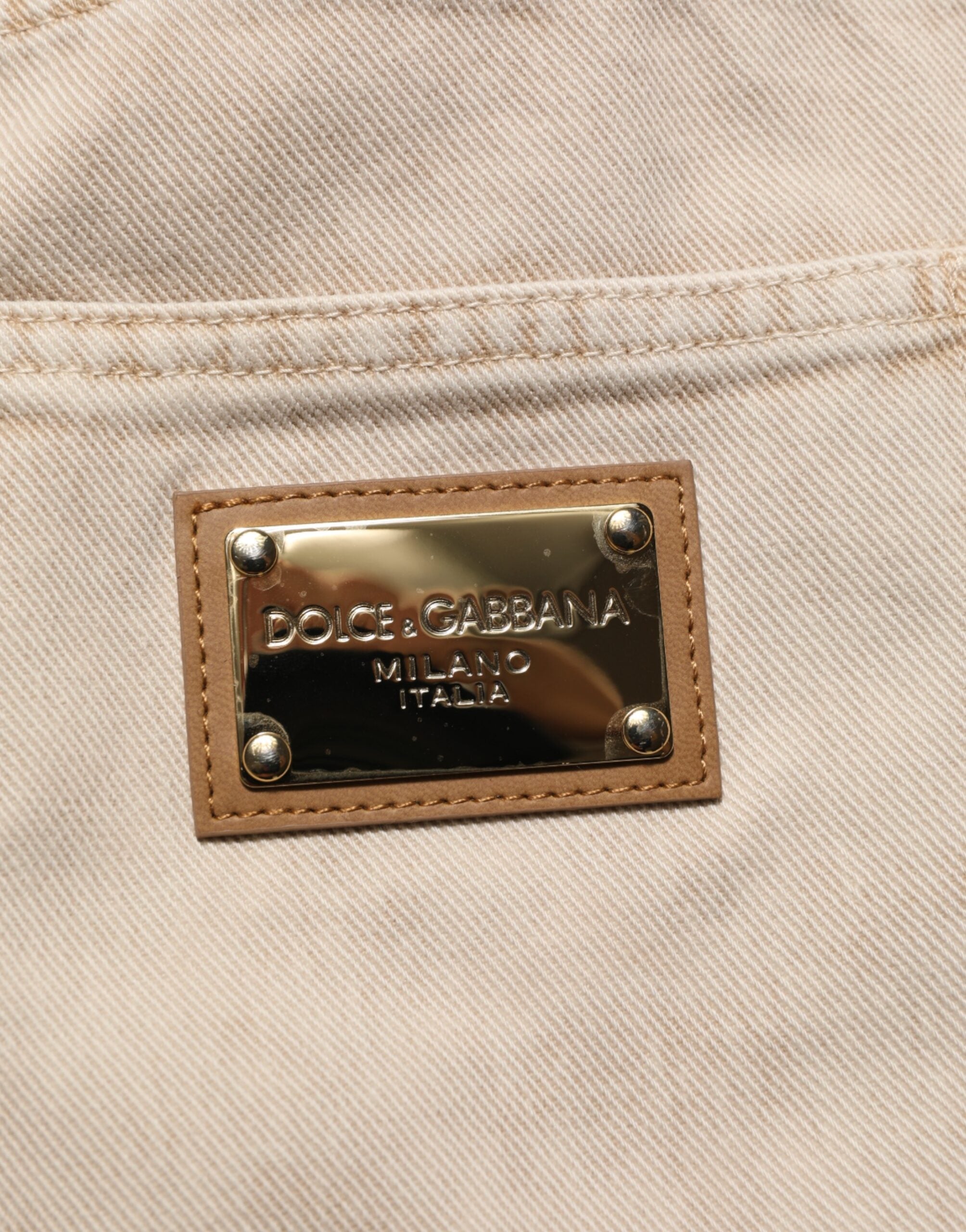 Dolce & Gabbana Beige Baumwolle Straight Denim Hosenjeans