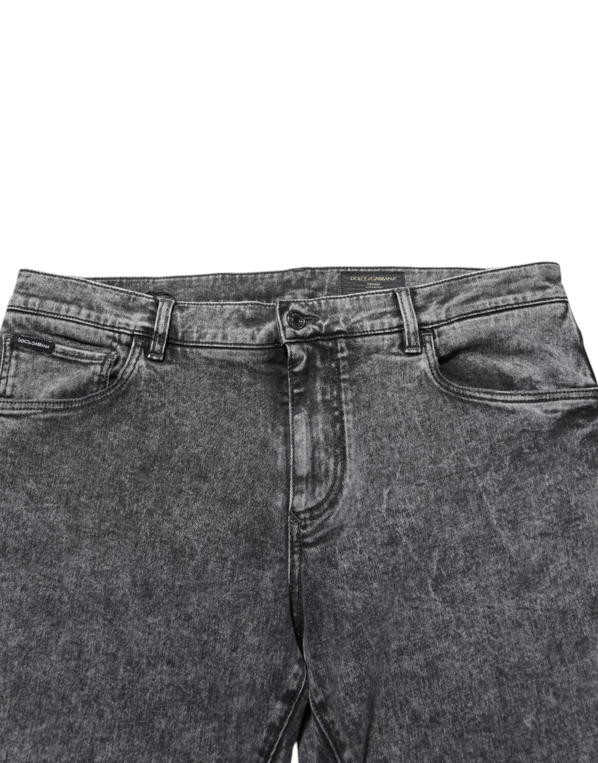 Dolce & Gabbana Graue Slim Fit Denim-Hosenjeans aus Baumwolle