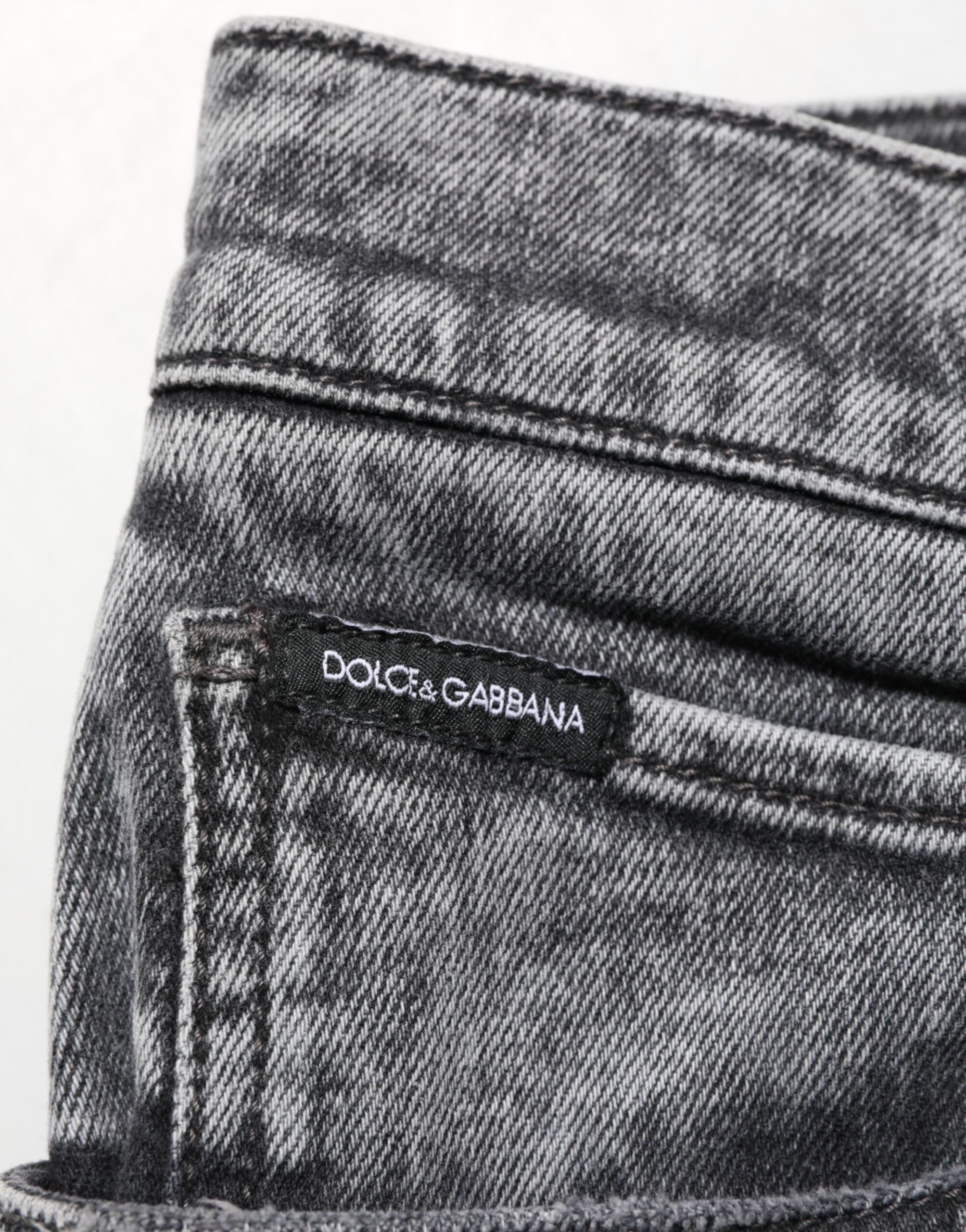 Dolce & Gabbana Graue Slim Fit Denim-Hosenjeans aus Baumwolle