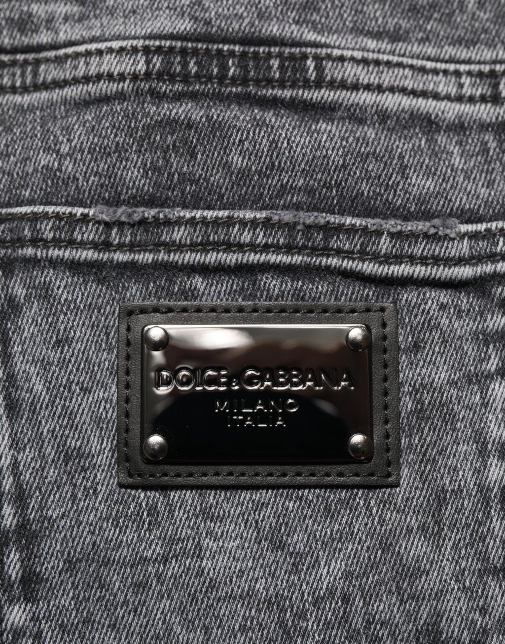 Dolce & Gabbana Graue Slim Fit Denim-Hosenjeans aus Baumwolle