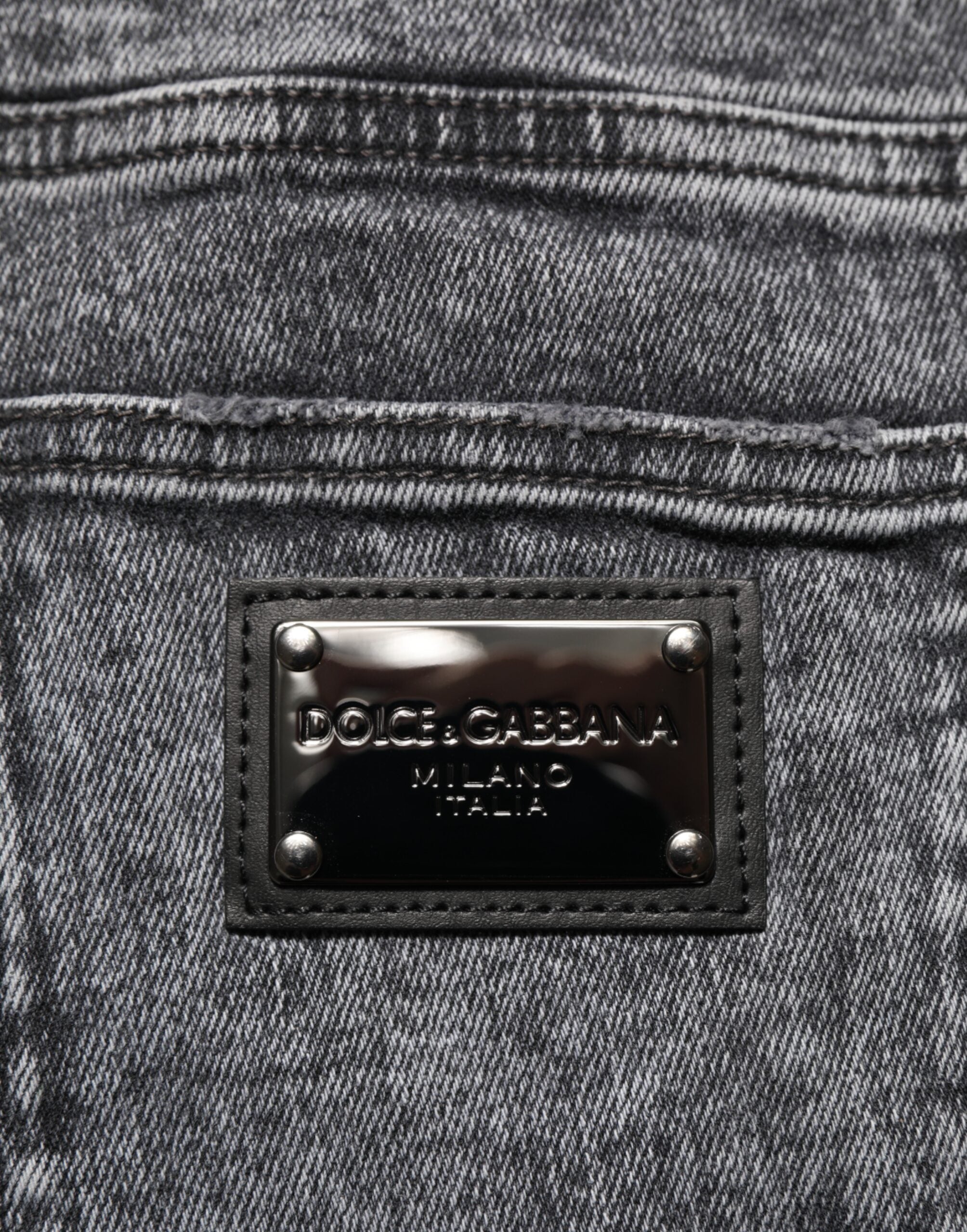 Dolce & Gabbana Graue Slim Fit Denim-Hosenjeans aus Baumwolle