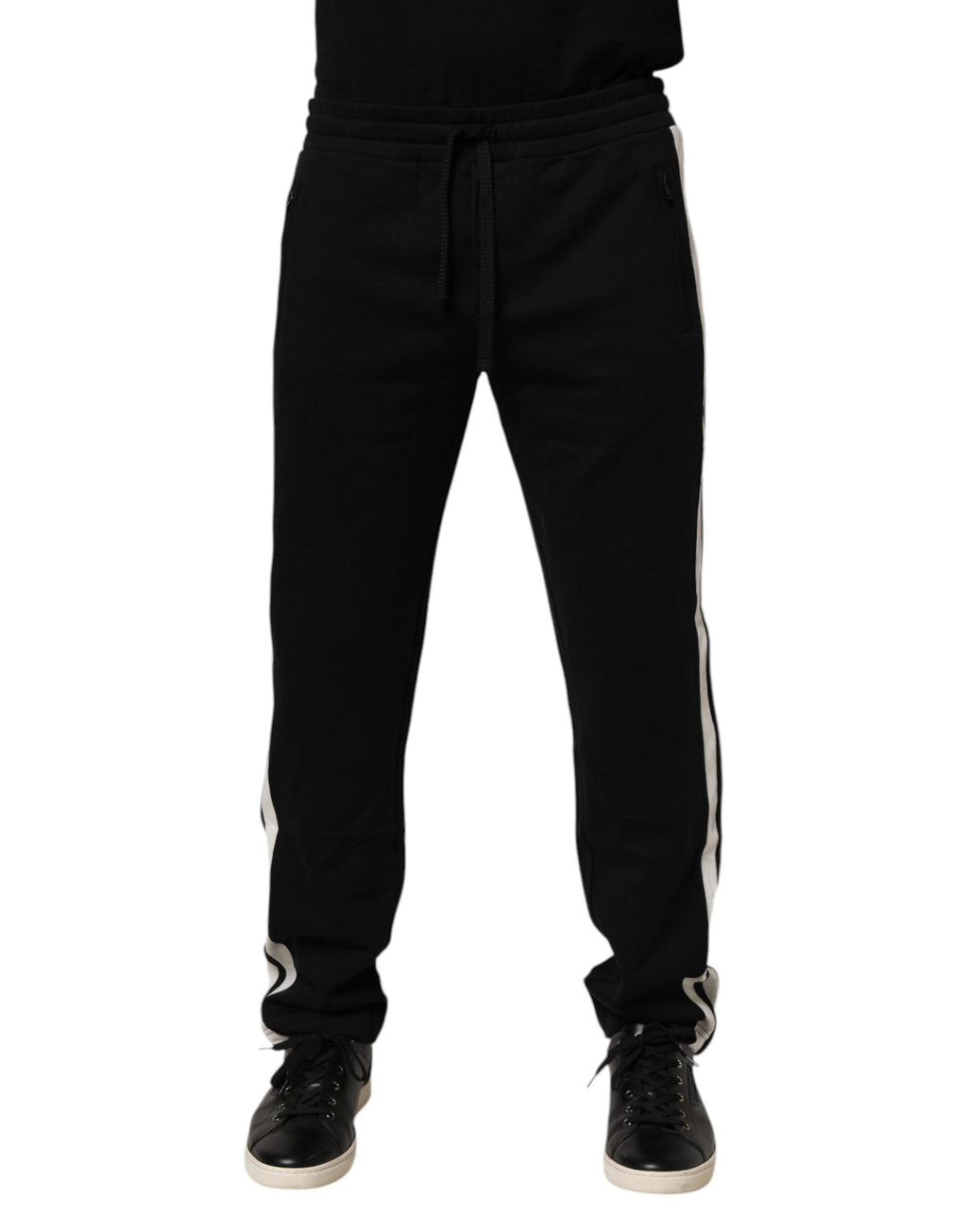 Dolce & Gabbana Schwarze Baumwoll-Jogger-Sweatpants Hosenhosen