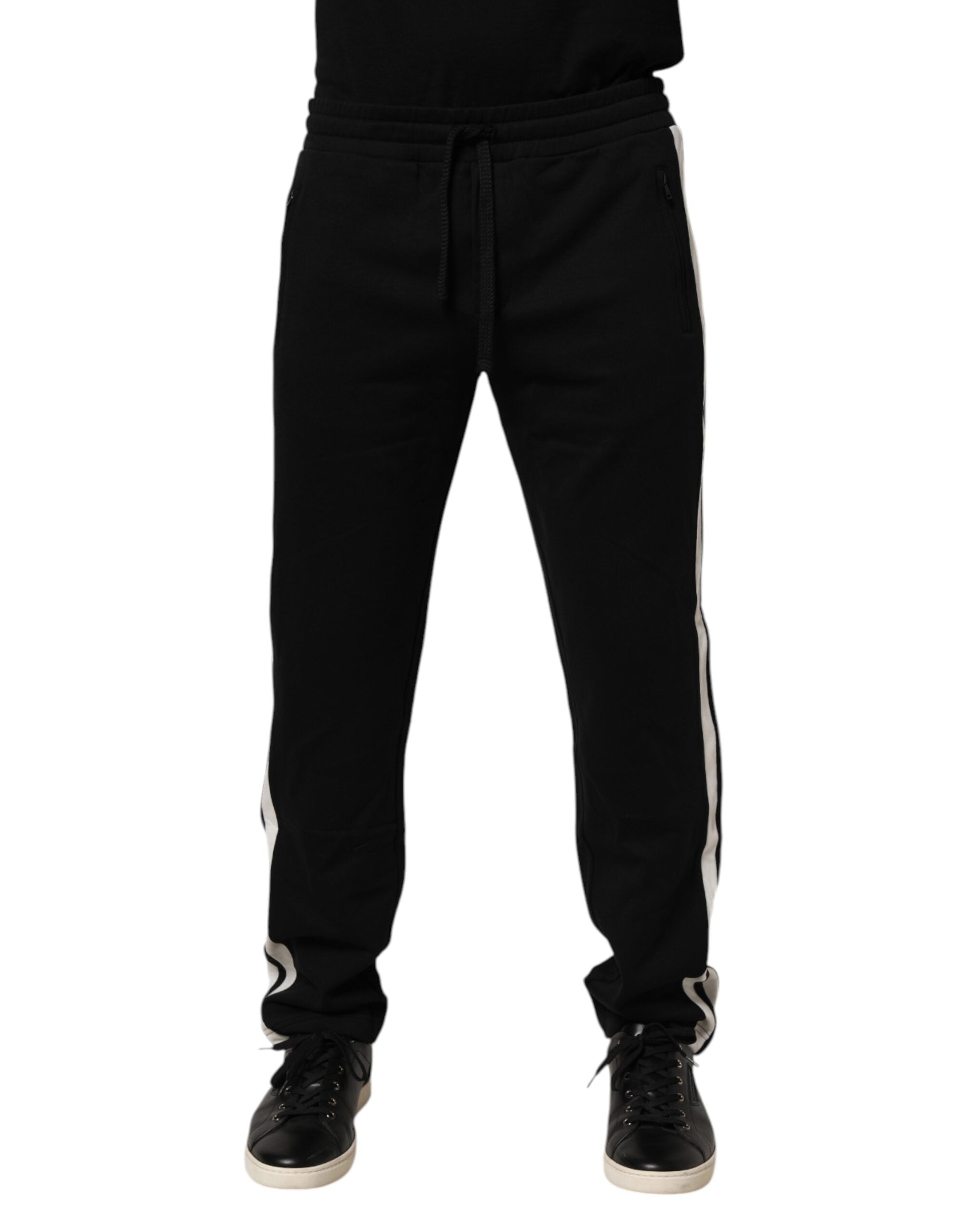 Dolce & Gabbana Schwarze Baumwoll-Jogger-Sweatpants Hosenhosen