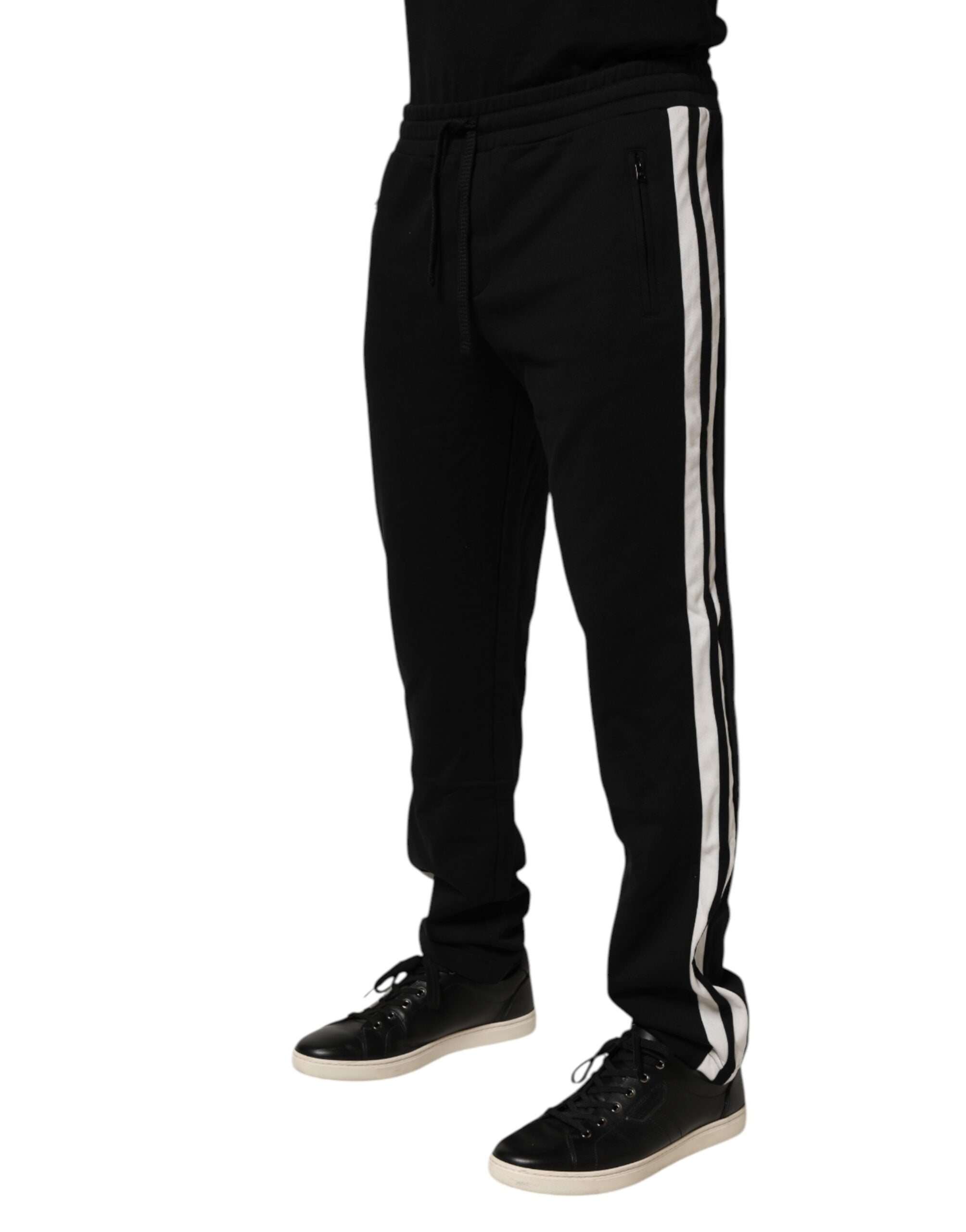 Dolce & Gabbana Schwarze Baumwoll-Jogger-Sweatpants Hosenhosen