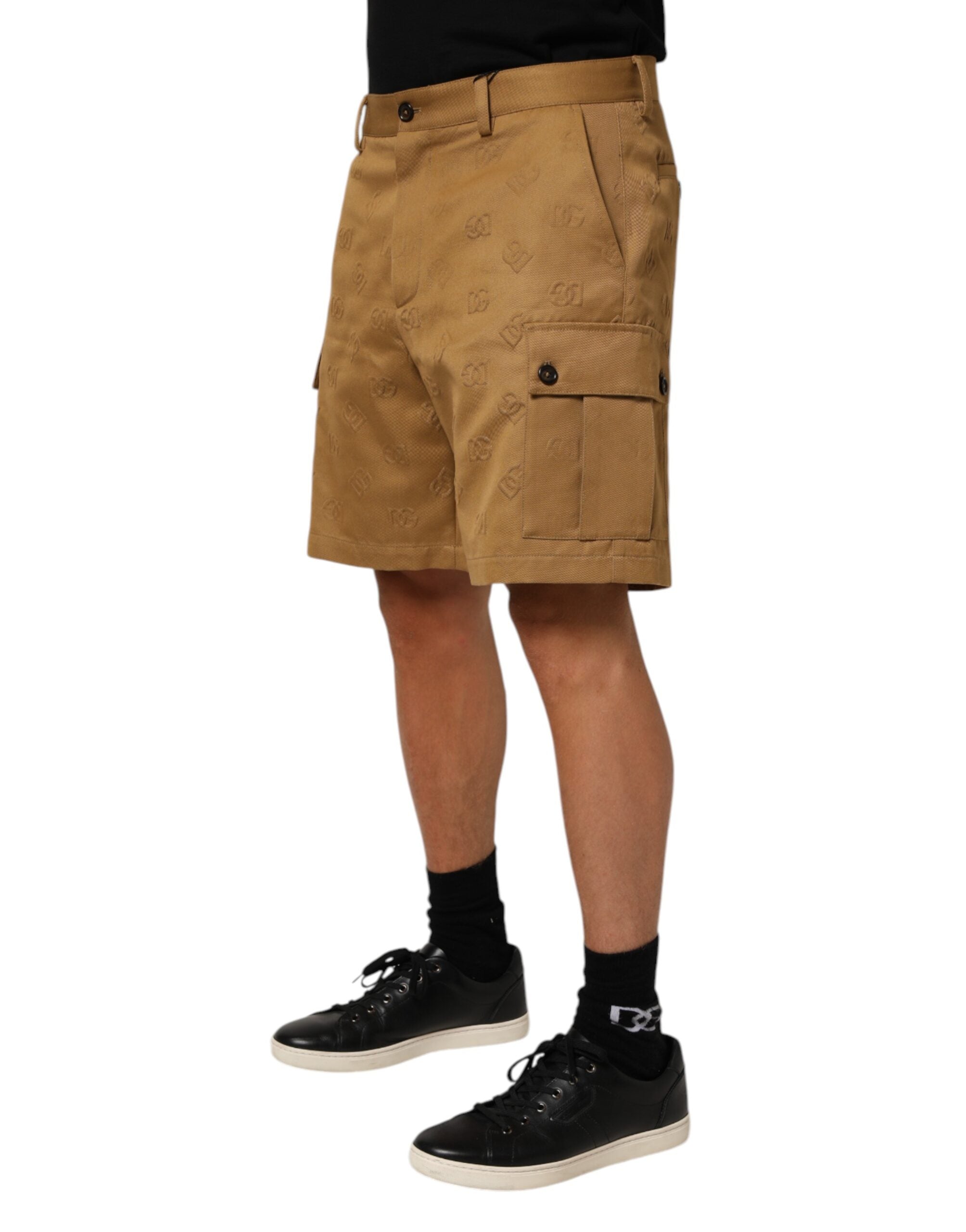 Dolce & Gabbana Braune Cargo-Bermudashorts aus Baumwoll-Stretch mit Logo