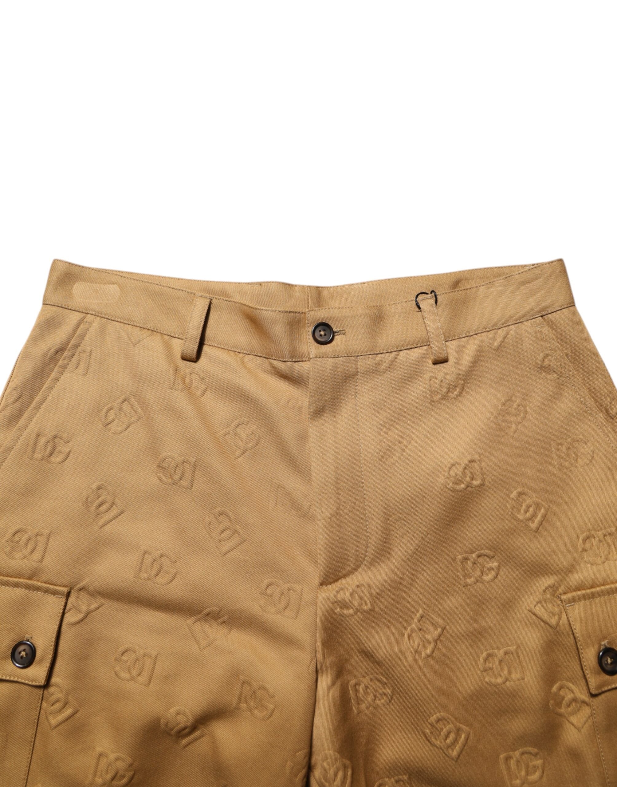 Dolce & Gabbana Braune Cargo-Bermudashorts aus Baumwoll-Stretch mit Logo