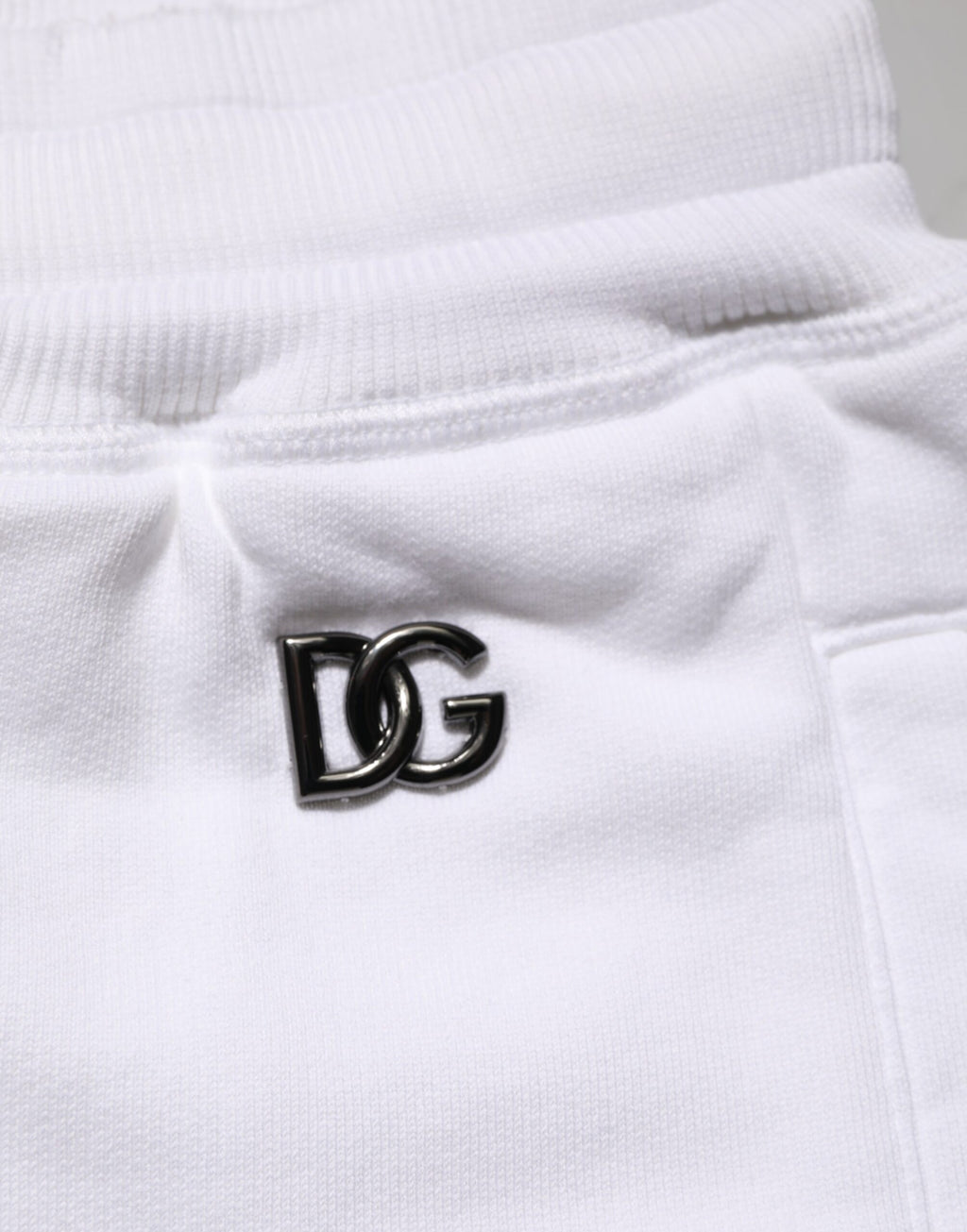 Dolce & Gabbana Weiße Bermuda-Sweatpants aus Baumwolle mit Rissen Shorts