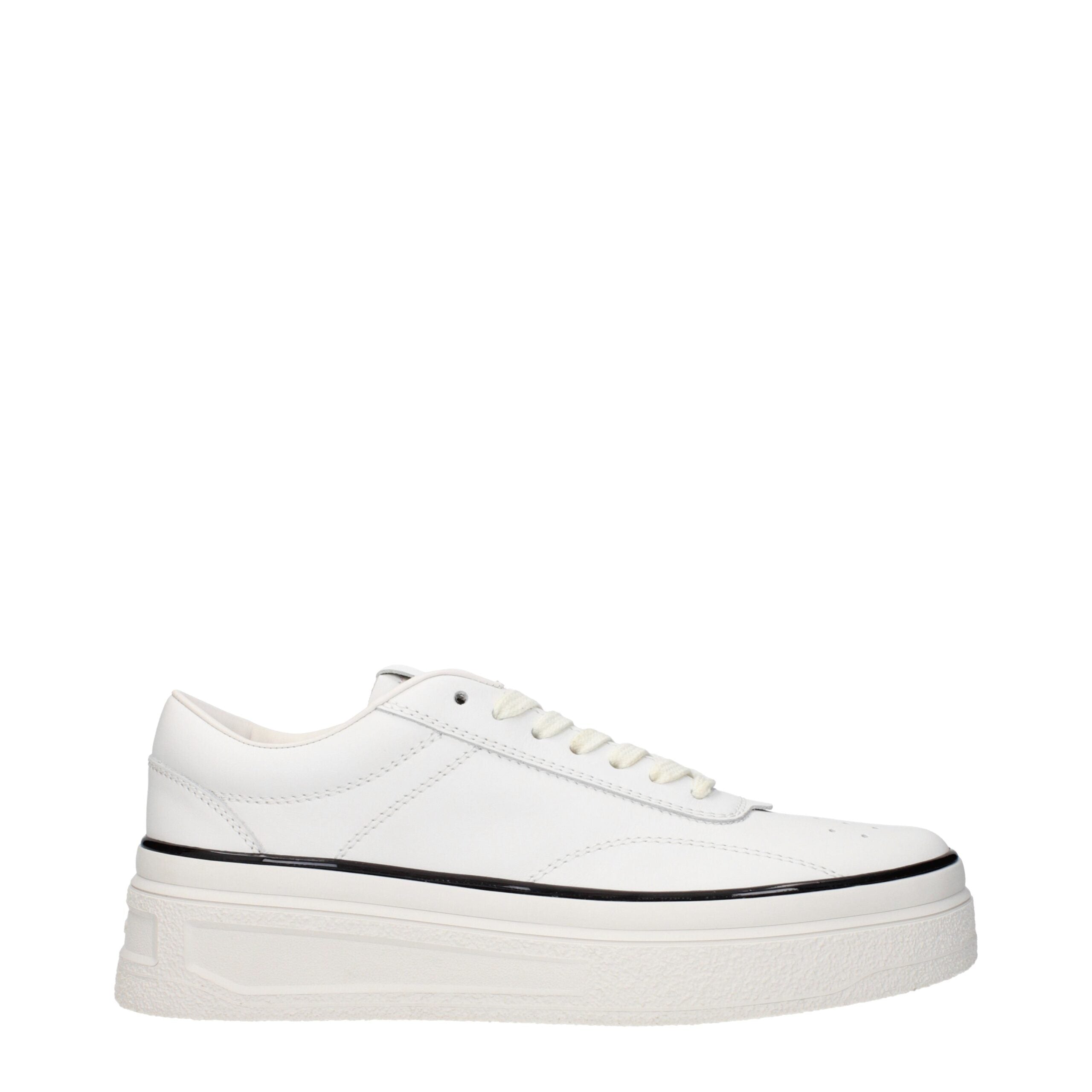 Jil Sander Weiße Leder Plateau Turnschuhe