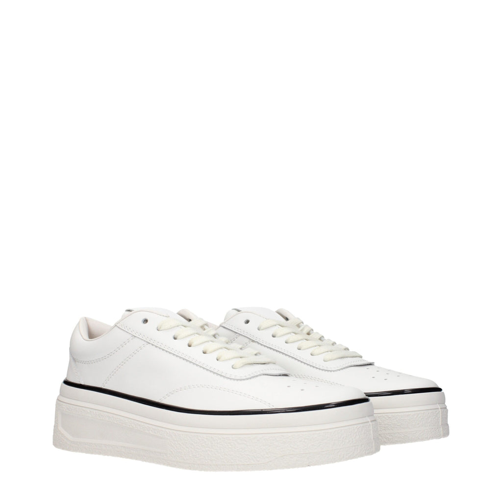 Jil Sander Weiße Leder Plateau Turnschuhe