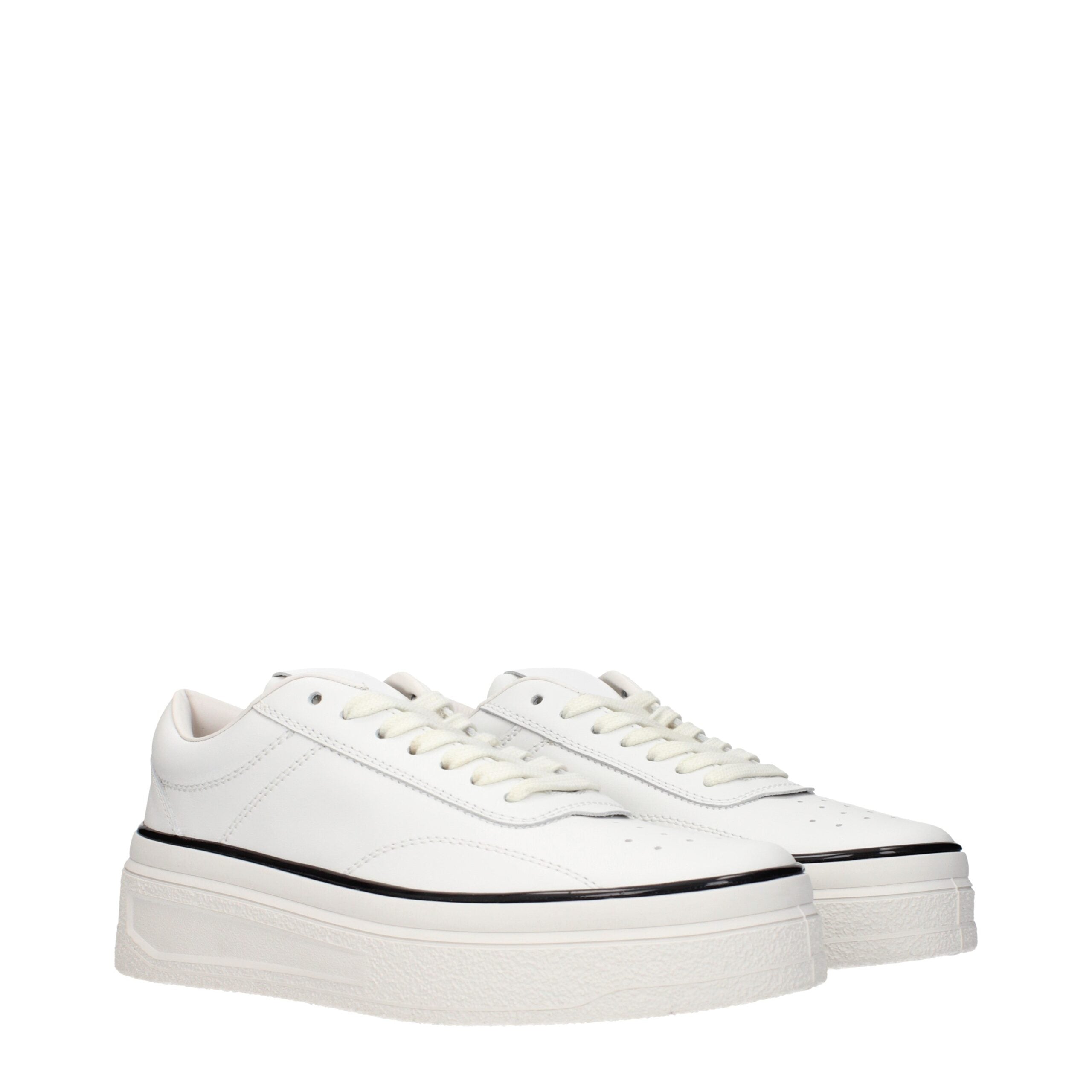 Jil Sander Weiße Leder Plateau Turnschuhe