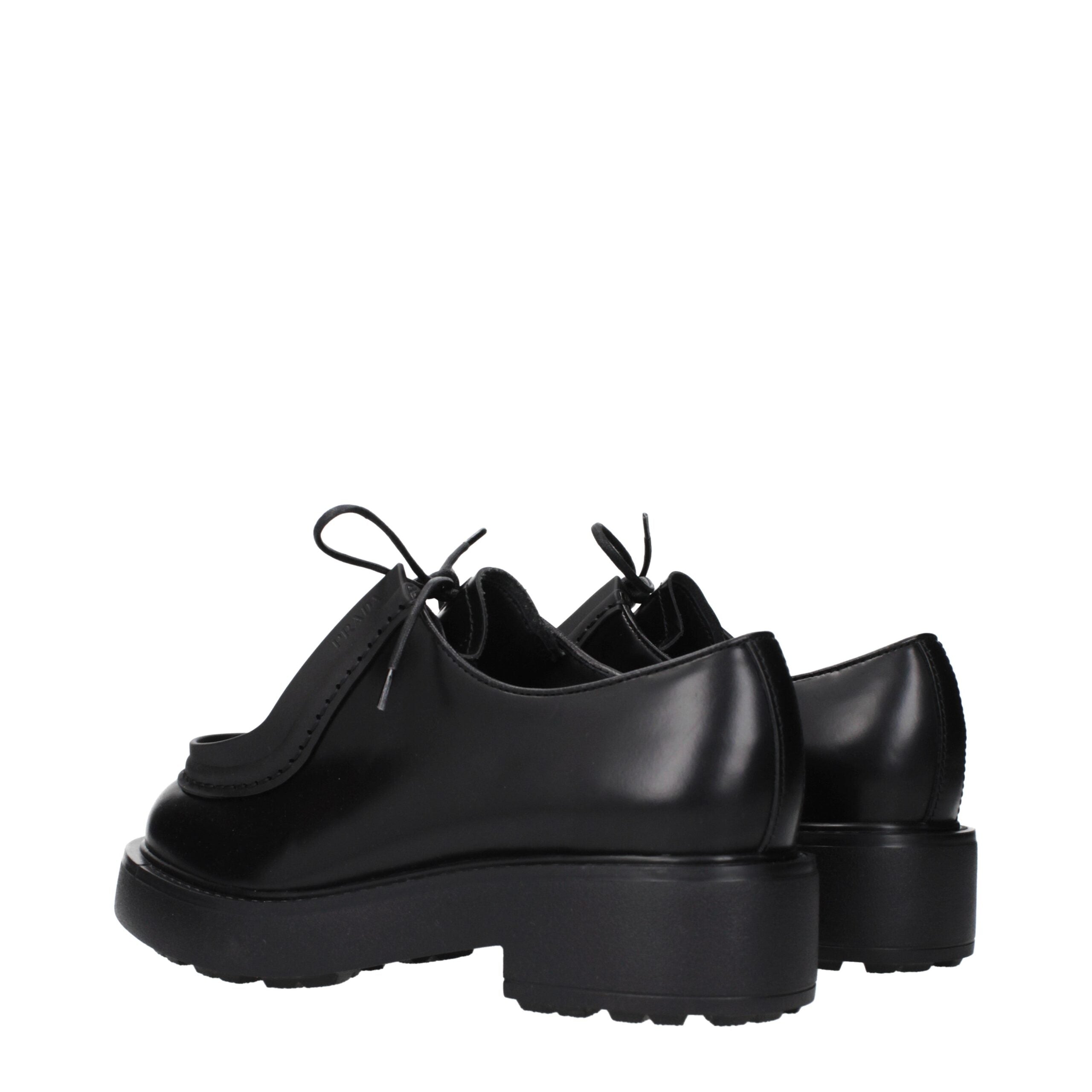 Prada Schwarze Leder Oxfords und Derbies