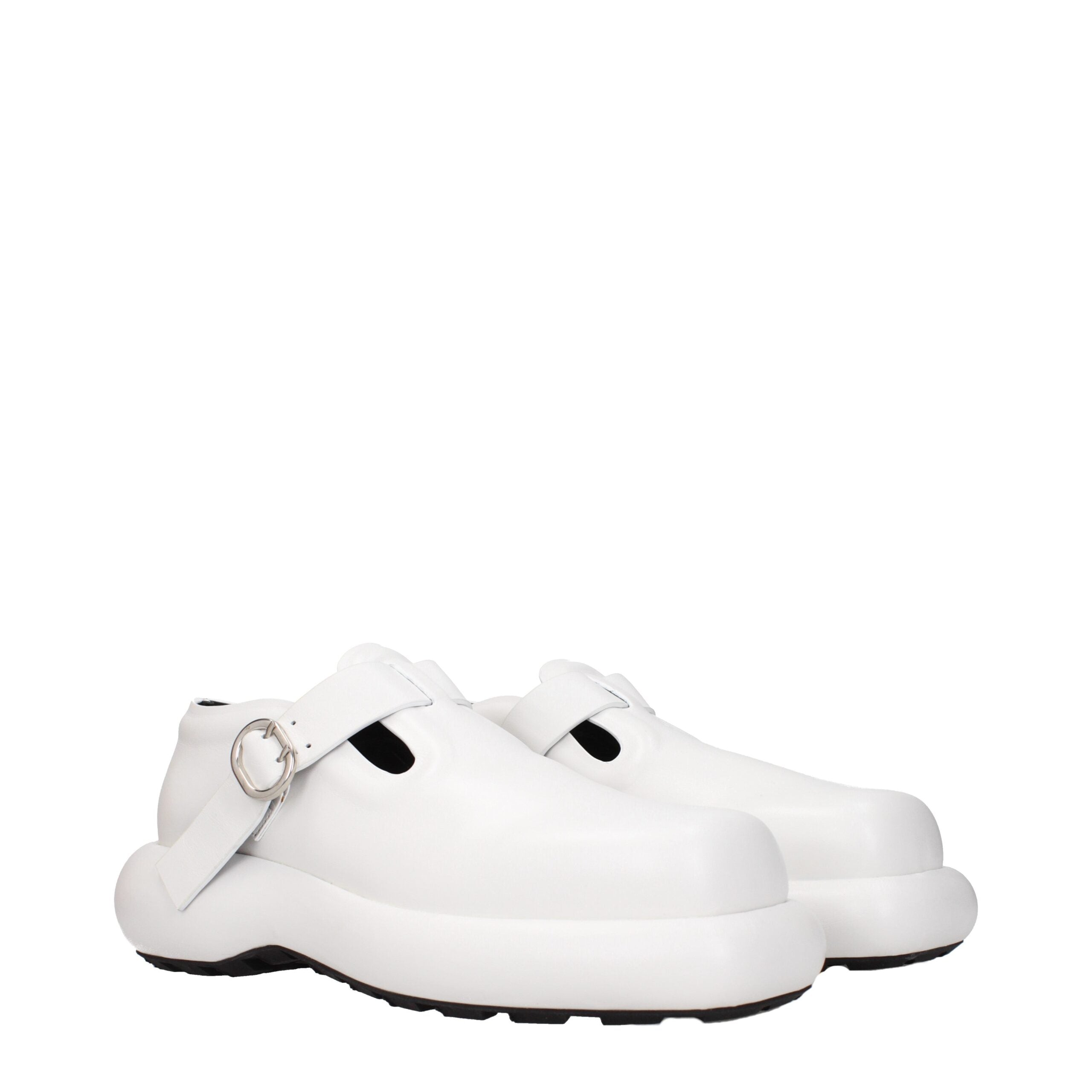 Jil Sander Weiße Leder Slipper