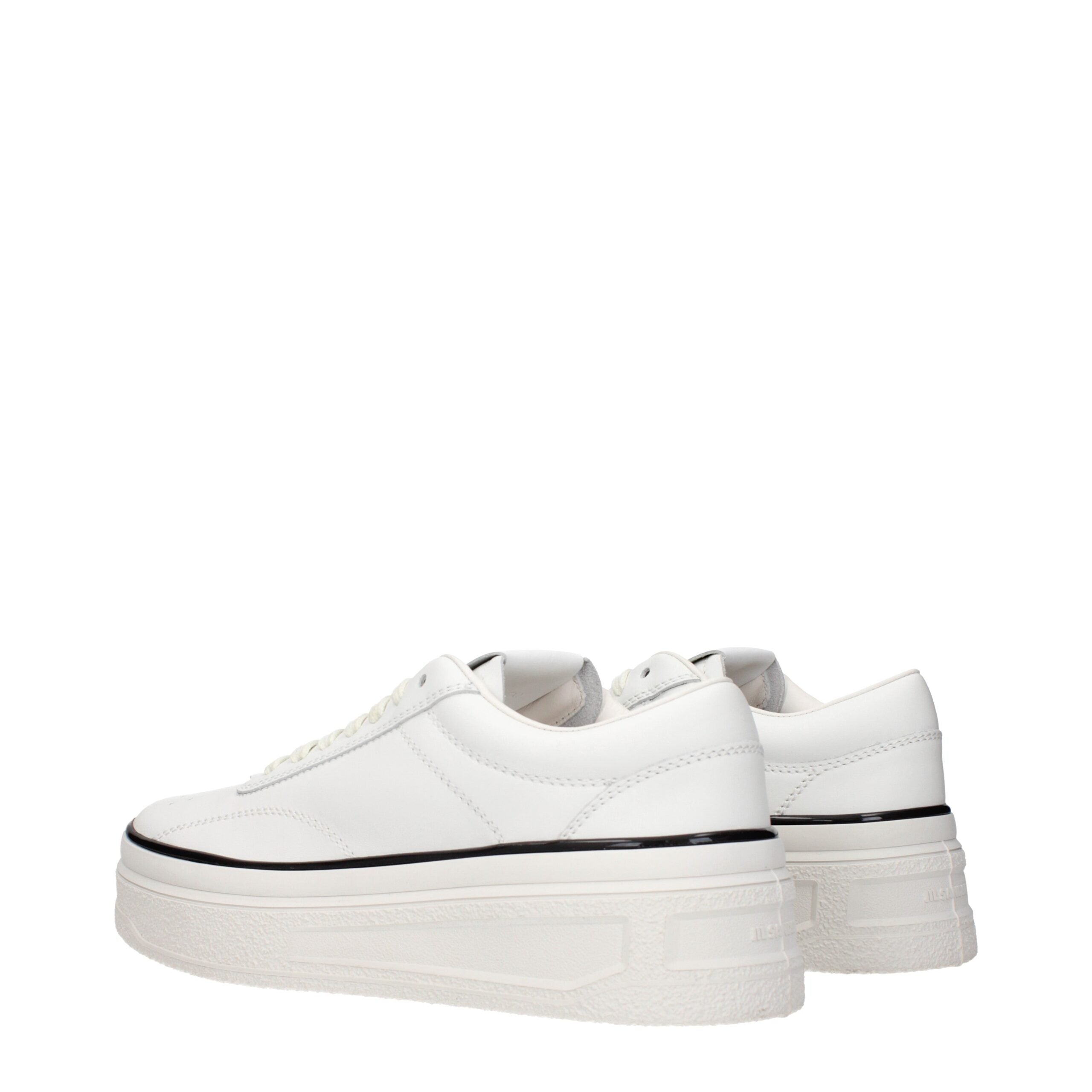 Jil Sander Weiße Leder Plateau Turnschuhe
