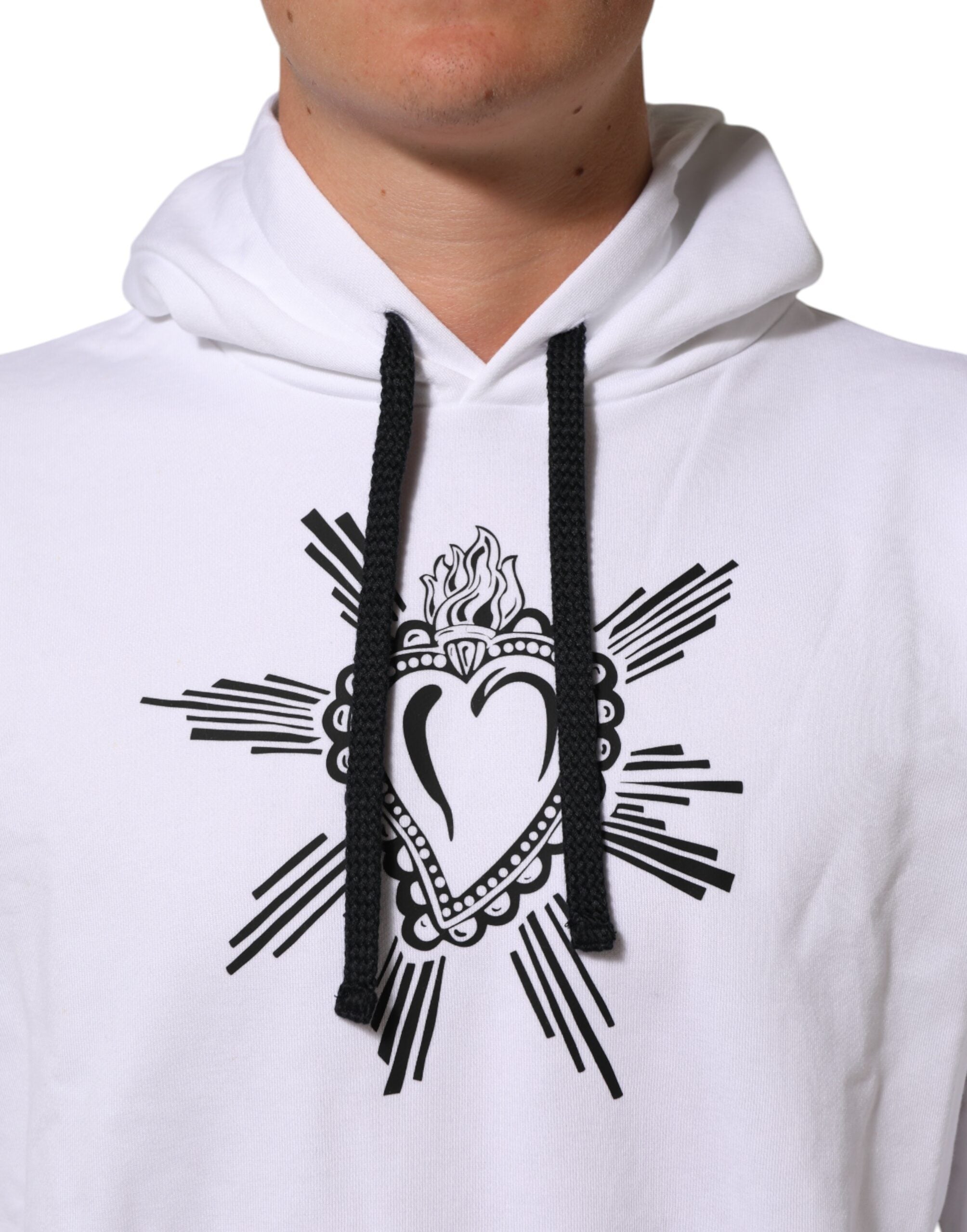 Dolce & Gabbana Weißes Sacred Heart Sweatshirt mit Kapuze Pullover