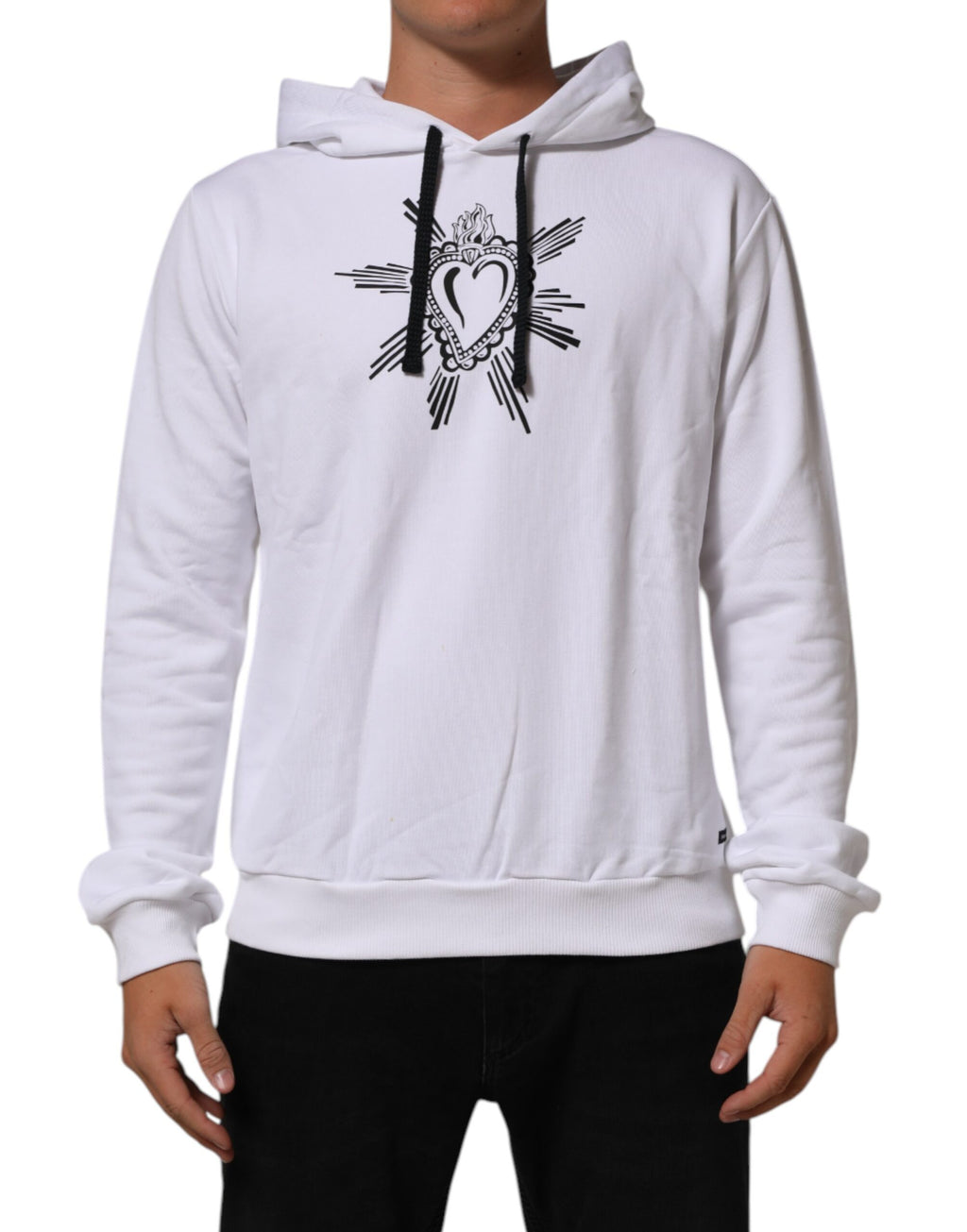 Dolce & Gabbana Weißes Sacred Heart Sweatshirt mit Kapuze Pullover