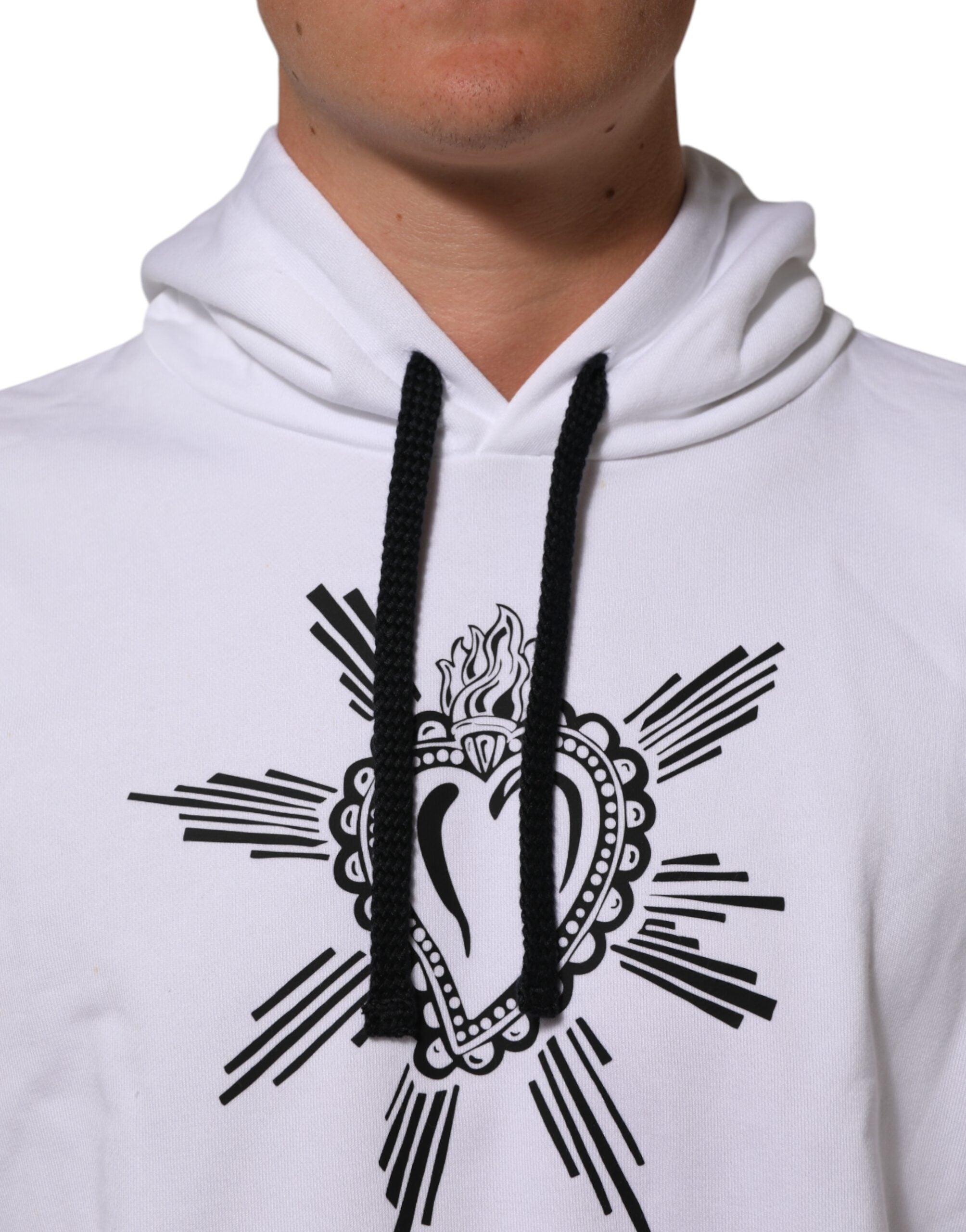 Dolce & Gabbana Weißes Sacred Heart Sweatshirt mit Kapuze Pullover