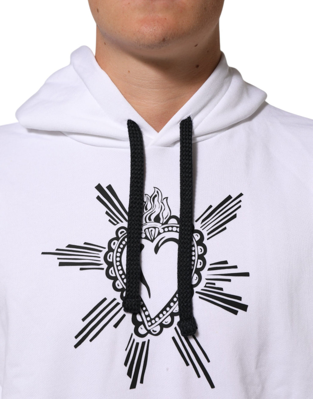 Dolce & Gabbana Weißes Sacred Heart Sweatshirt mit Kapuze Pullover