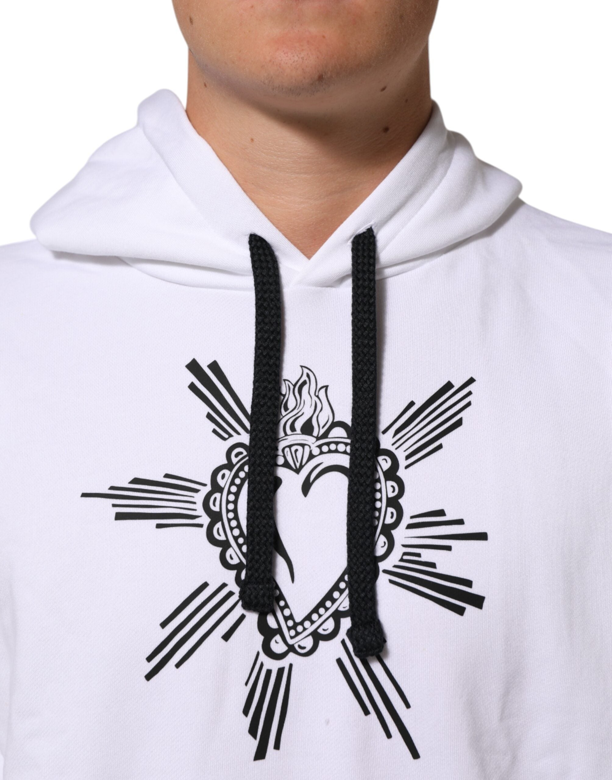 Dolce & Gabbana Weißes Sacred Heart Sweatshirt mit Kapuze Pullover