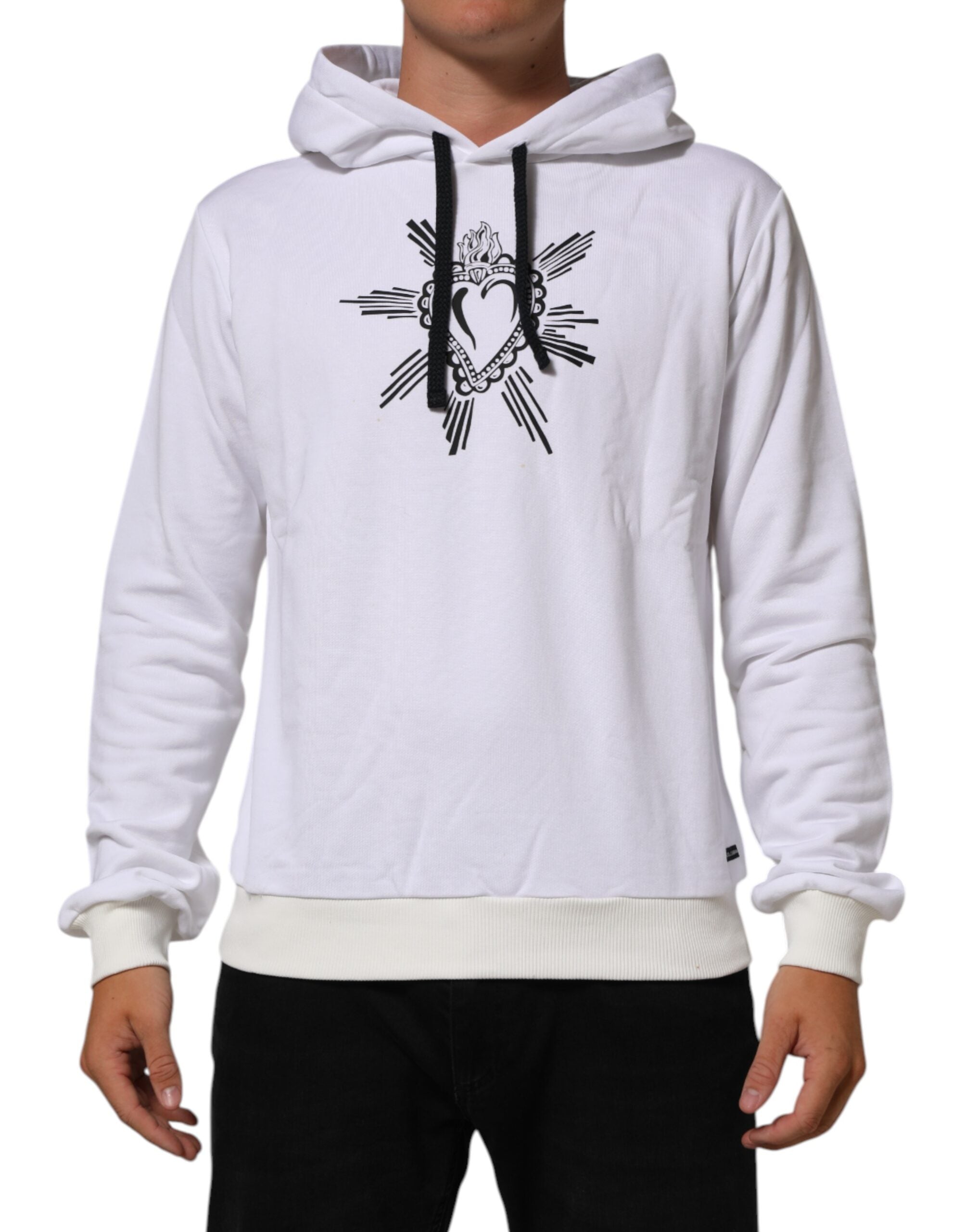 Dolce & Gabbana Weißes Sacred Heart Sweatshirt mit Kapuze Pullover
