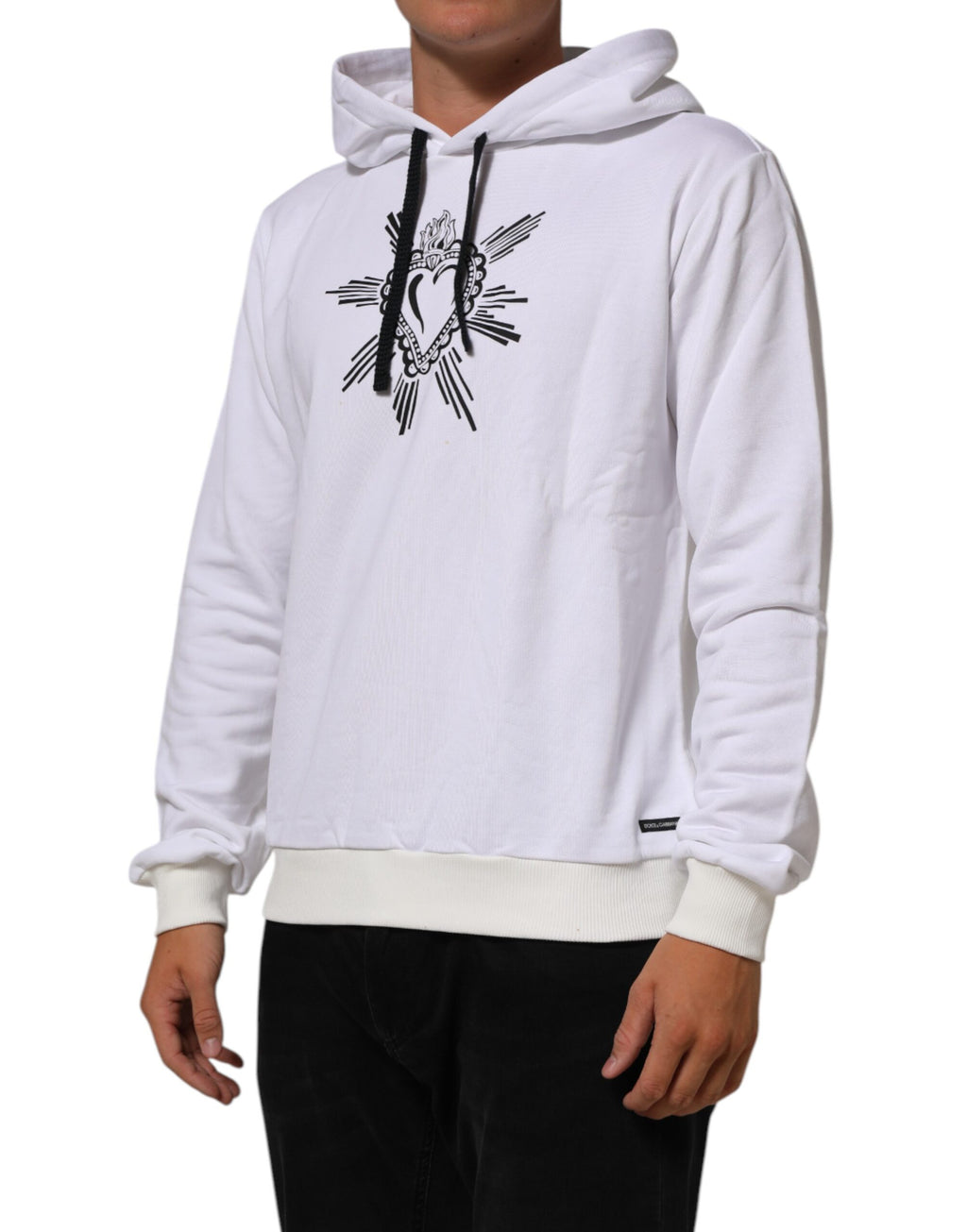 Dolce & Gabbana Weißes Sacred Heart Sweatshirt mit Kapuze Pullover