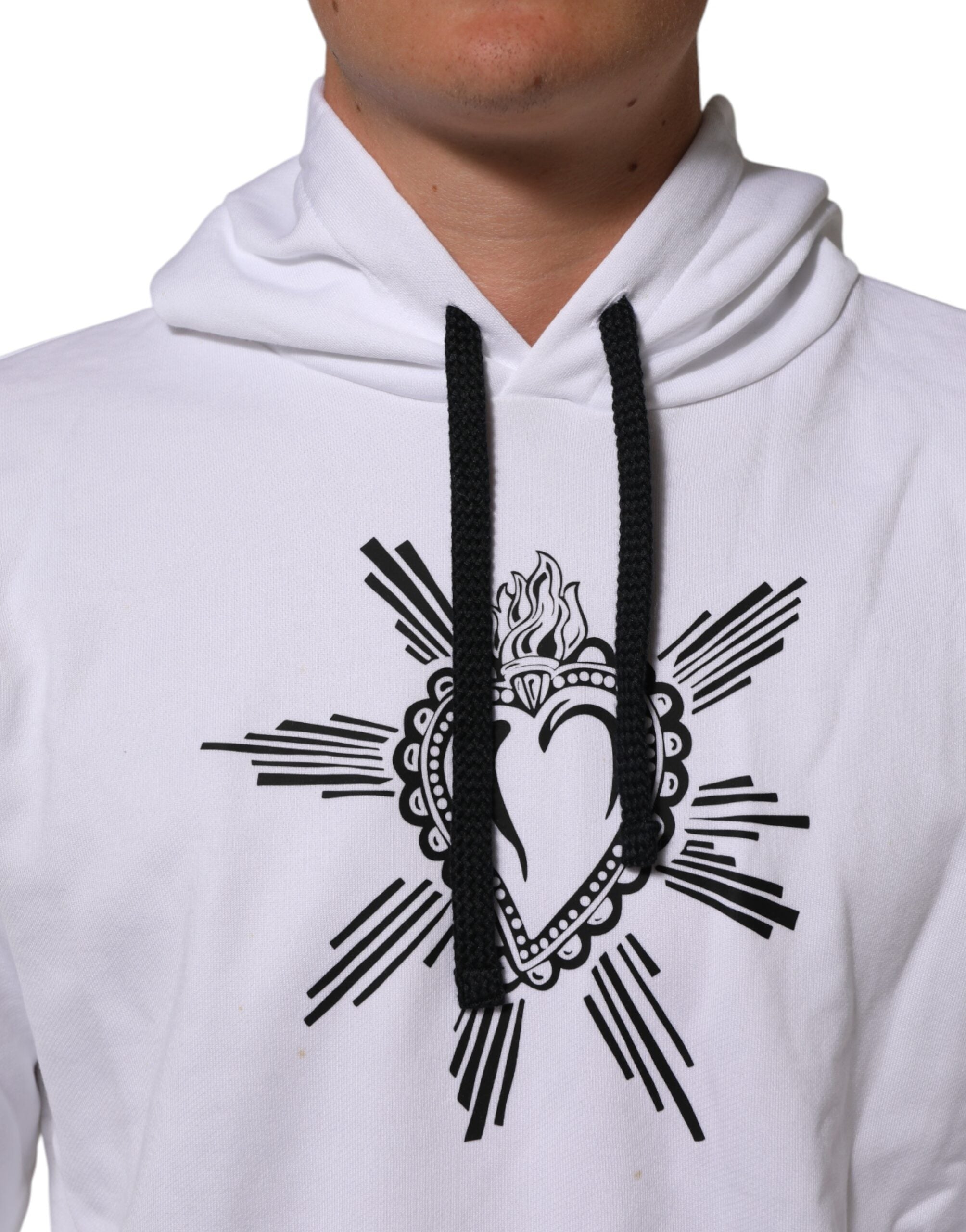 Dolce & Gabbana Weißes Sacred Heart Sweatshirt mit Kapuze Pullover