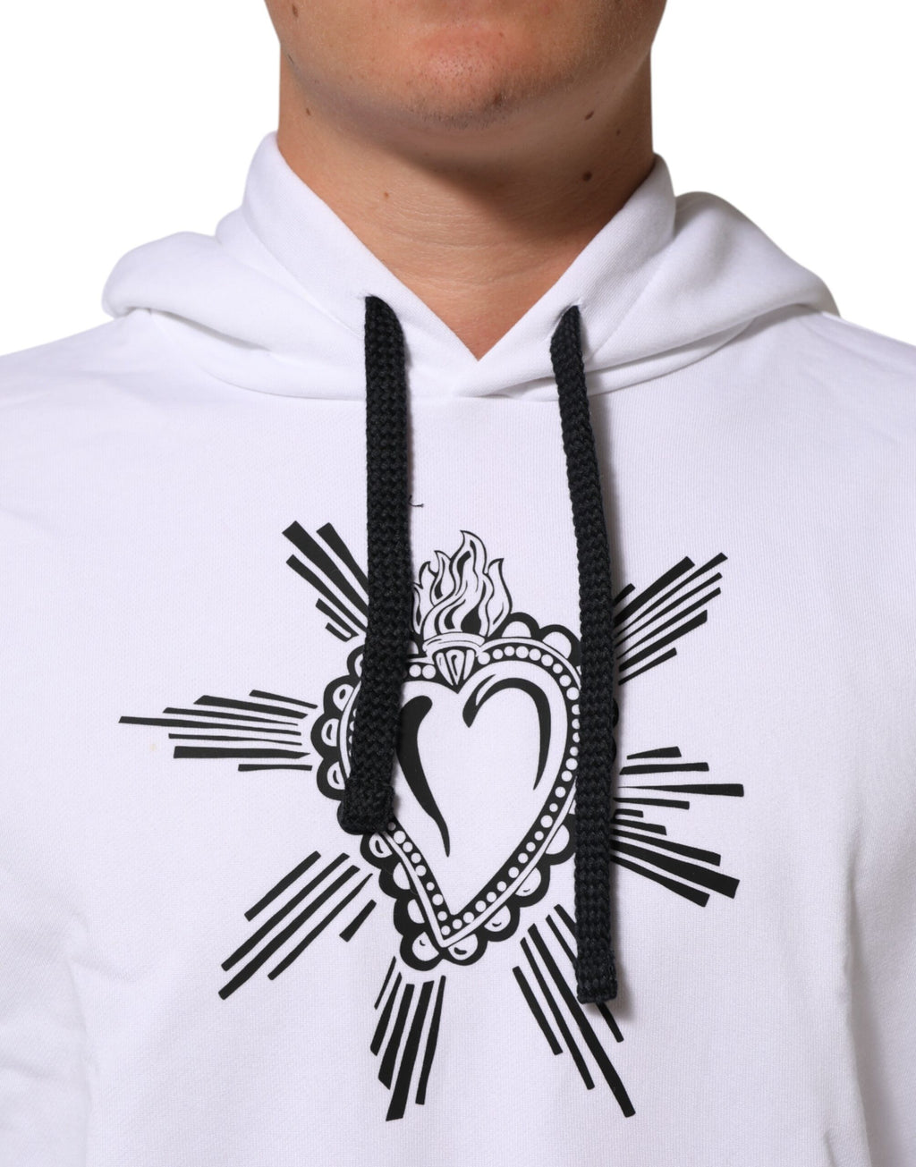 Dolce & Gabbana Weißes Sacred Heart Sweatshirt mit Kapuze Pullover
