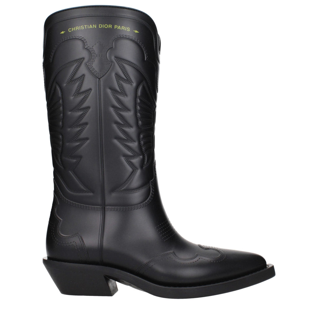 Christian Dior Schwarze Lederstiefeletten